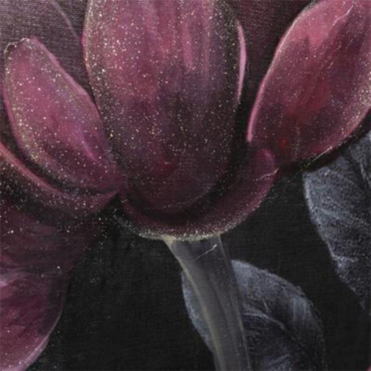 ATMOSPHERA Toile Peinte Déco  Cadre Fleur  58x58cm Noir