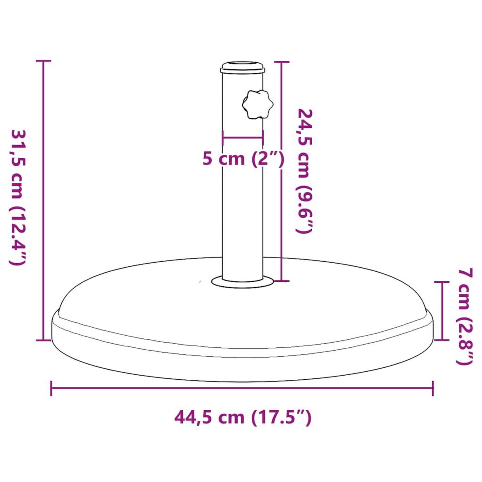 Voir la diapositive 6 : VIDAXL Base de parasol pour mats Ø32/35/38 mm 15 kg rond
