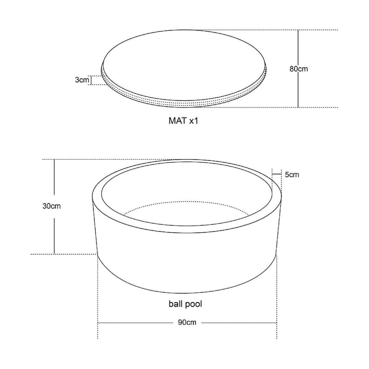 Sunny Piscine à balles Boaz 260 balles velours gris