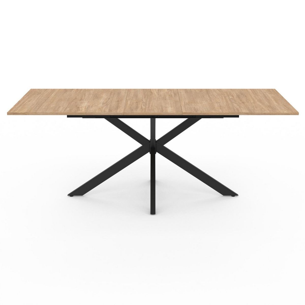 ID MARKET Table à manger extensible rectangle ALIX 6-10 personnes bois et noir 160-200 cm