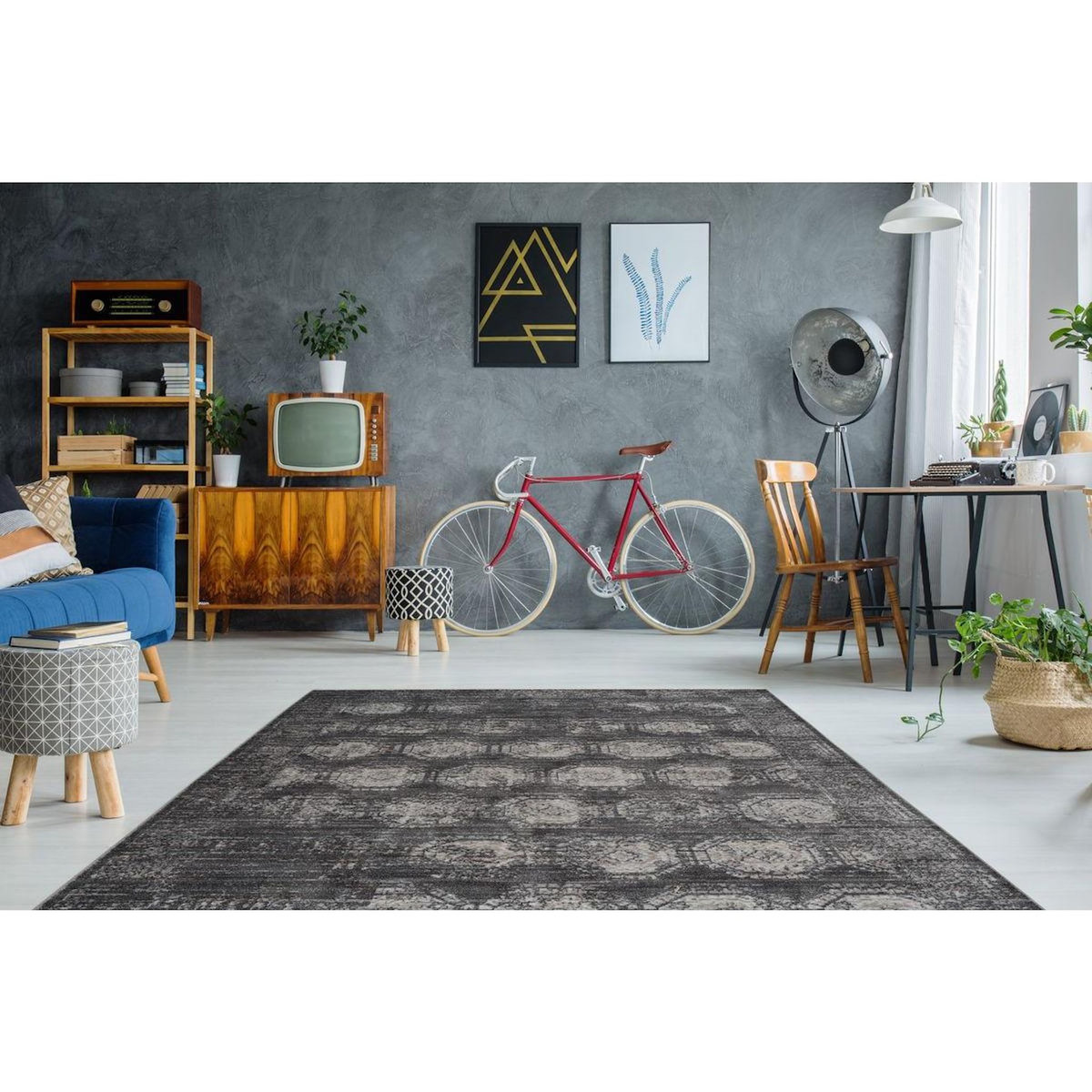 Paris Prix Tapis Vintage à Franges  Baroque VII  Anthracite