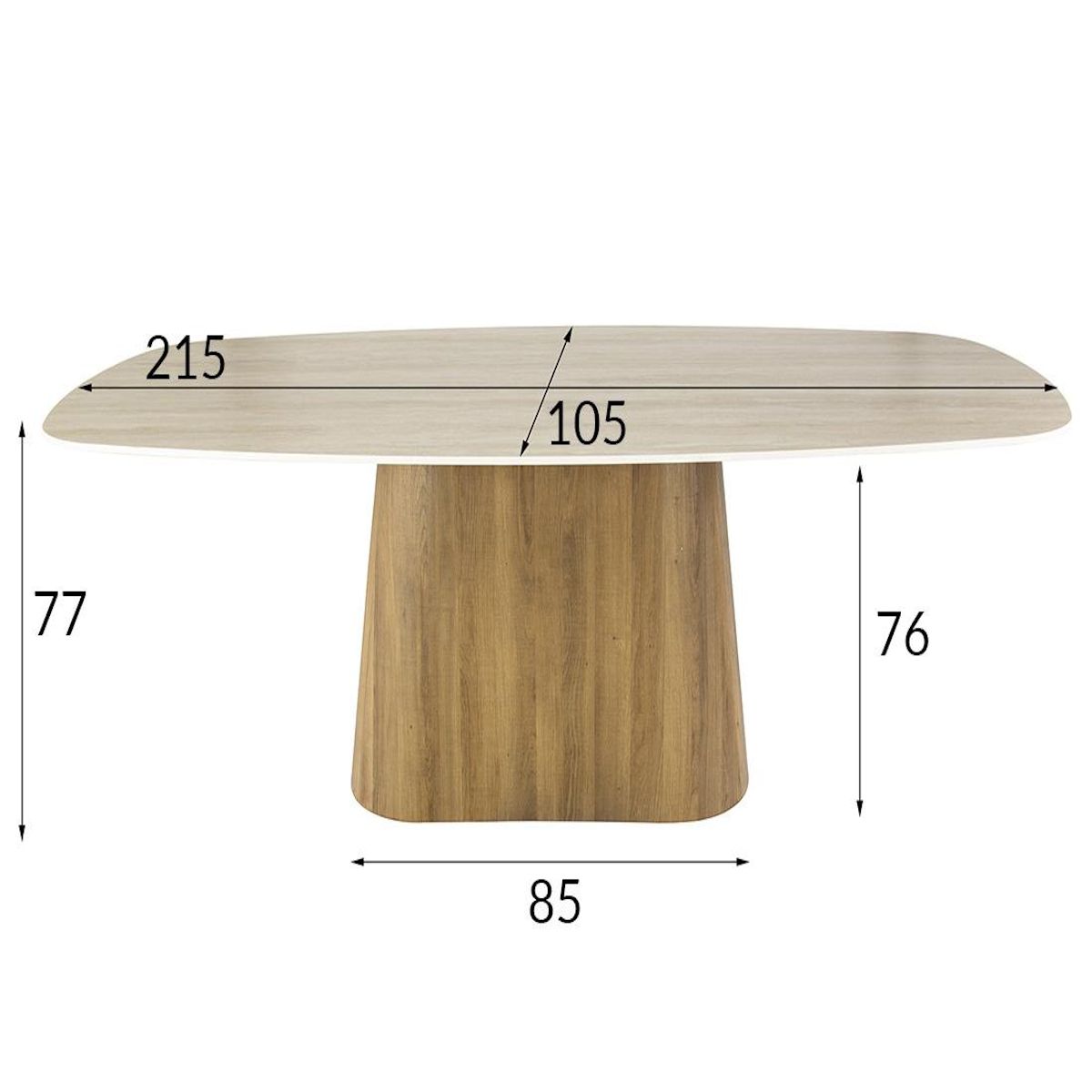 LISA DESIGN Amara - table à manger - plateau effet travertin - 4 à 8 personnes