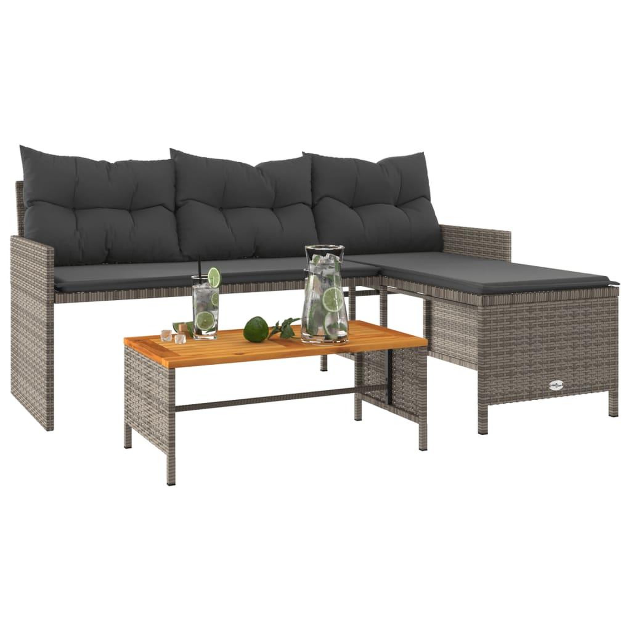 Voir la diapositive 4 : VIDAXL Canape de jardin avec table et coussins en forme de L gris
