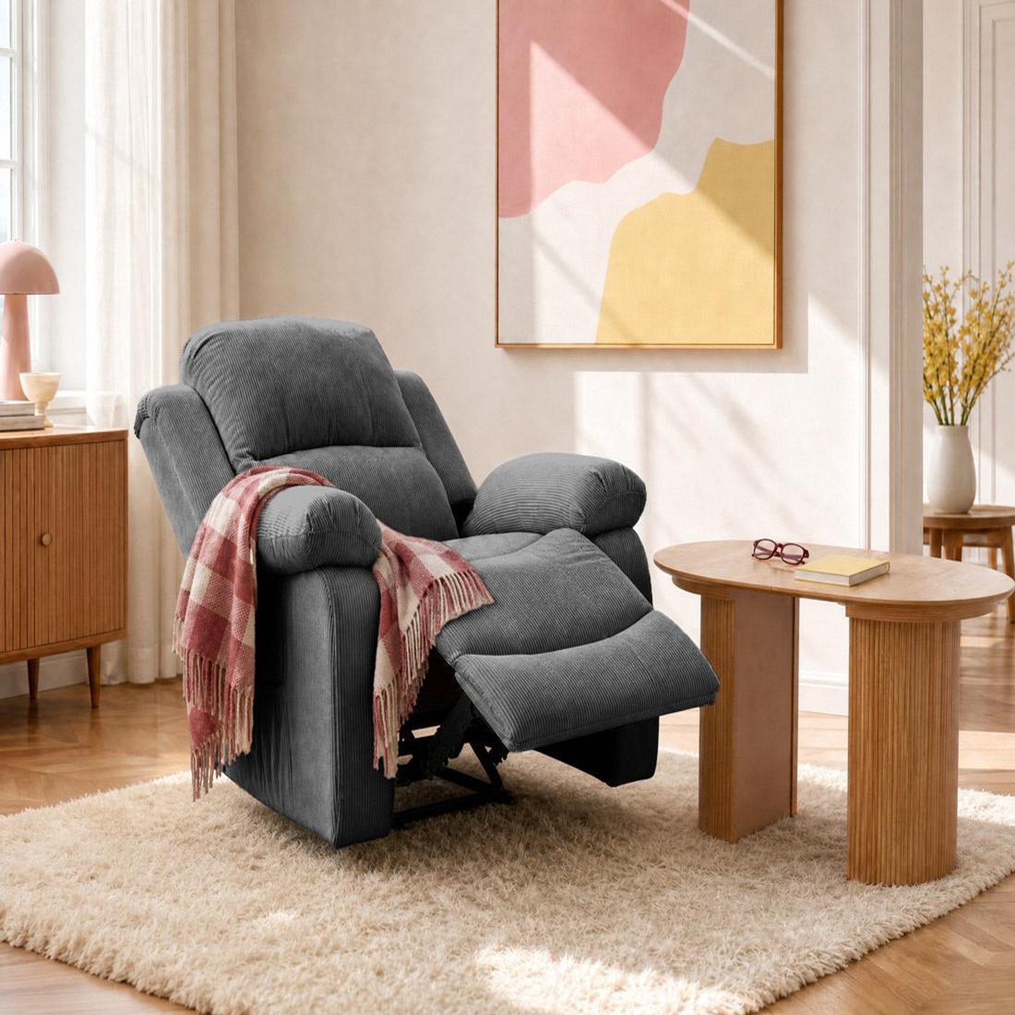 Voir la diapositive 2 : BEST MOBILIER Armand - fauteuil relax électrique en velours côtelé