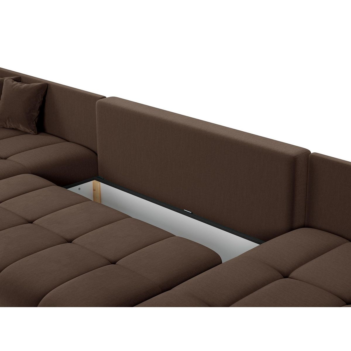 BEST MOBILIER Petra - canapé panoramique en u - 7 places - convertible - avec coffre - en velours