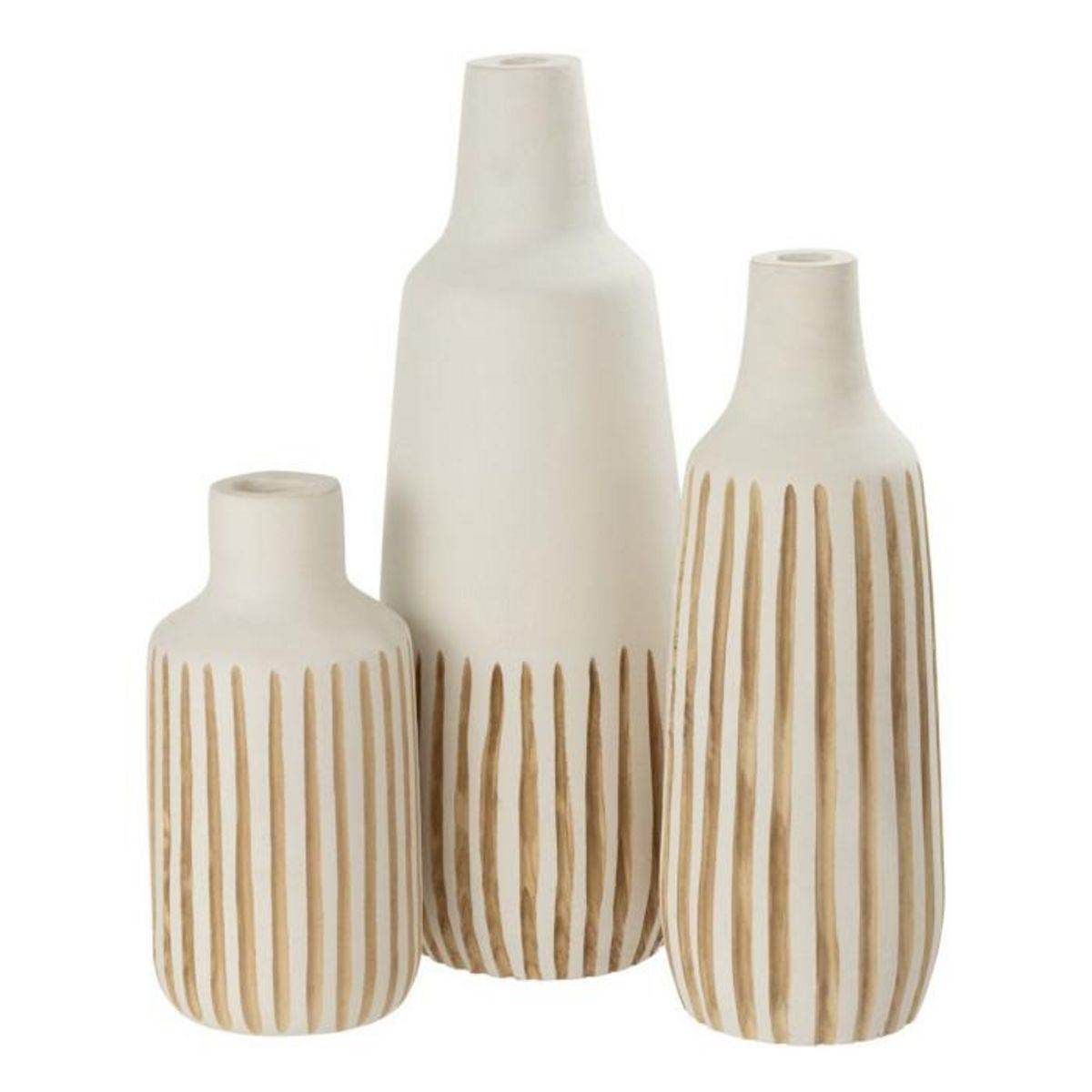 Paris Prix Vase Design en Bois  Ying  56cm Blanc & Naturel