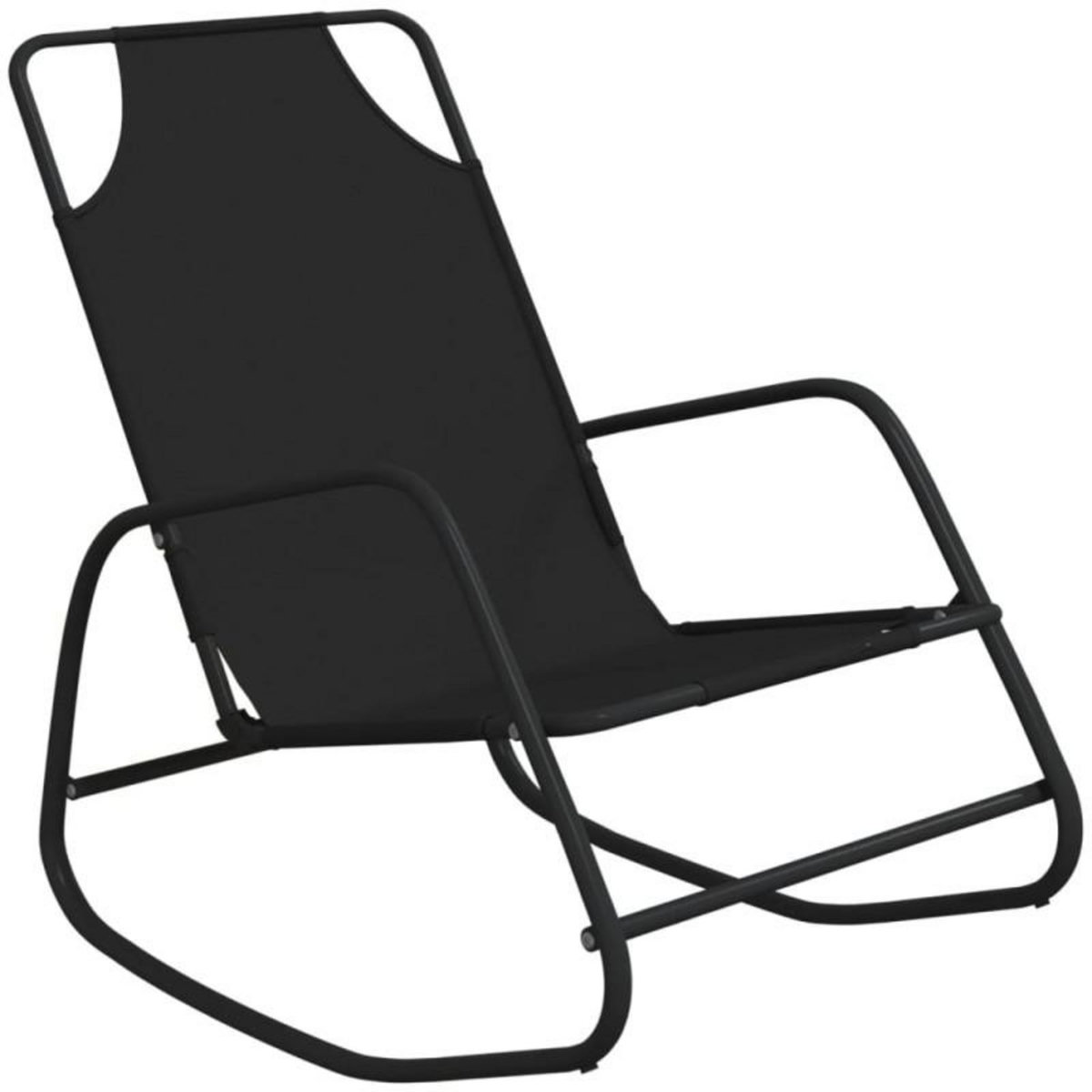 VIDAXL Chaise longue à bascule Noir Acier et textilène