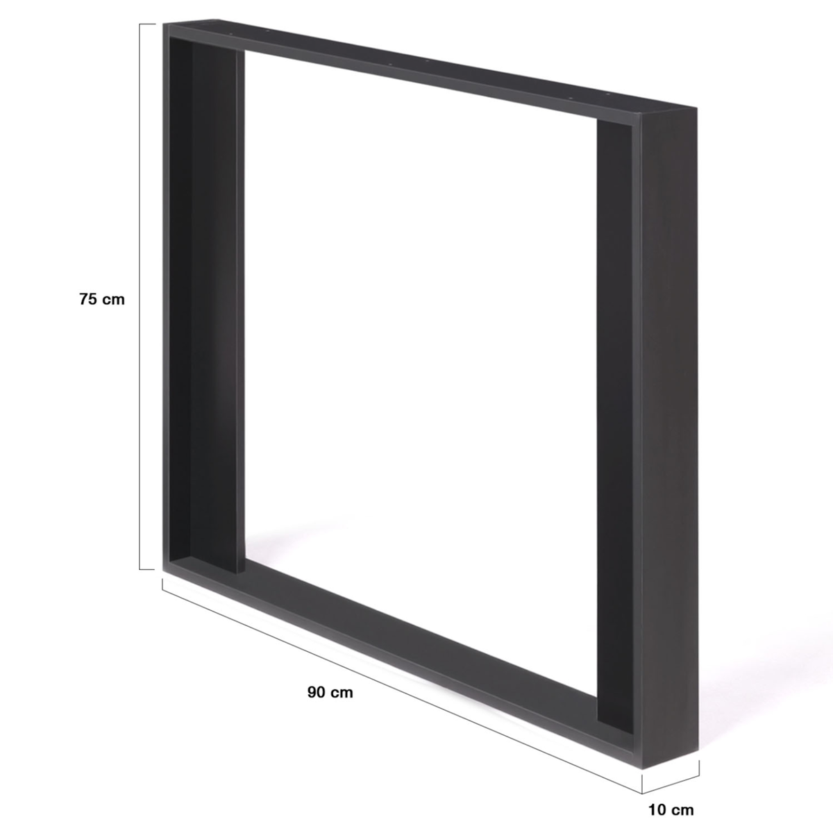 ID MARKET Lot de 2 pieds de table carré PHOENIX noir 75 cm