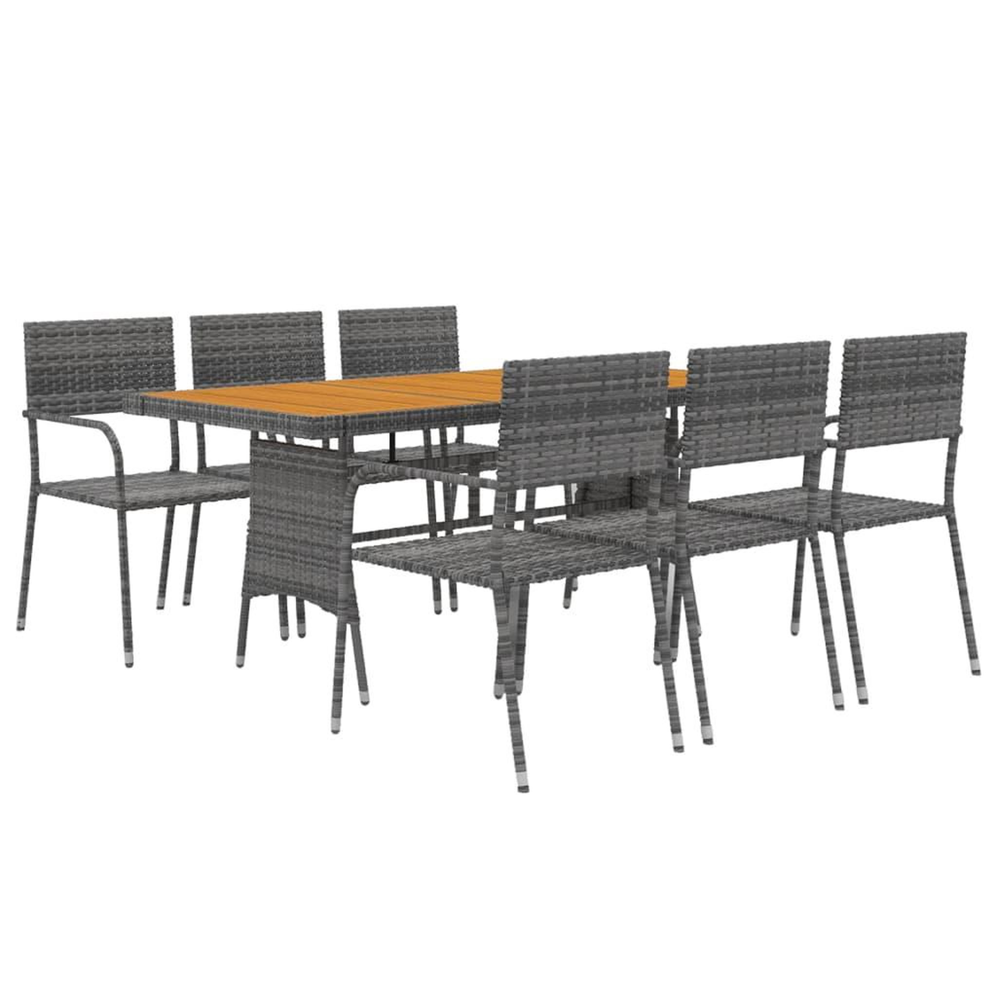 Voir la diapositive 3 : VIDAXL Ensemble a manger d'exterieur 7 pcs Resine tressee Gris