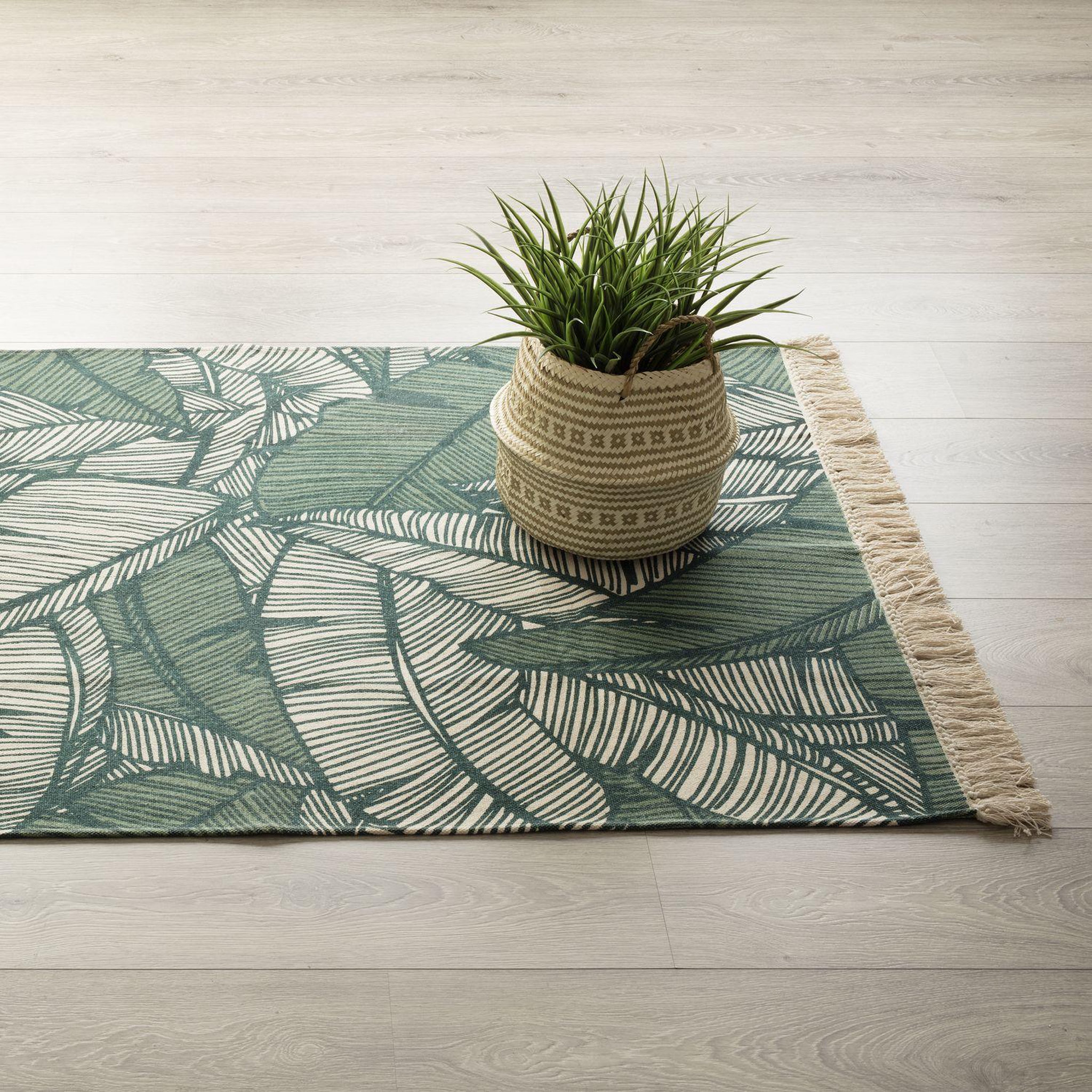 Voir la diapositive 4 : ATMOSPHERA Tapis à imprimé jungle en coton - 120 x 170 cm - vert et beige