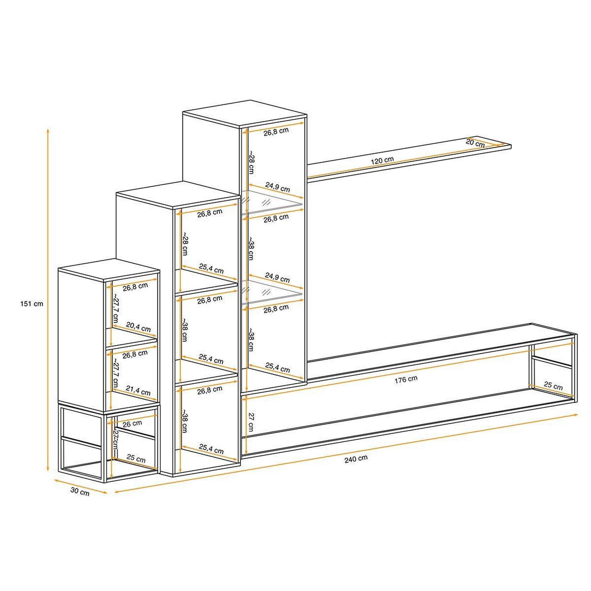 Voir la diapositive 4 : Paris Prix Ensemble meuble tv design  switch viii  240cm blanc & noir