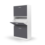 ID MARKET Meuble à chaussures 18 paires KLARK blanc 3 portes grises