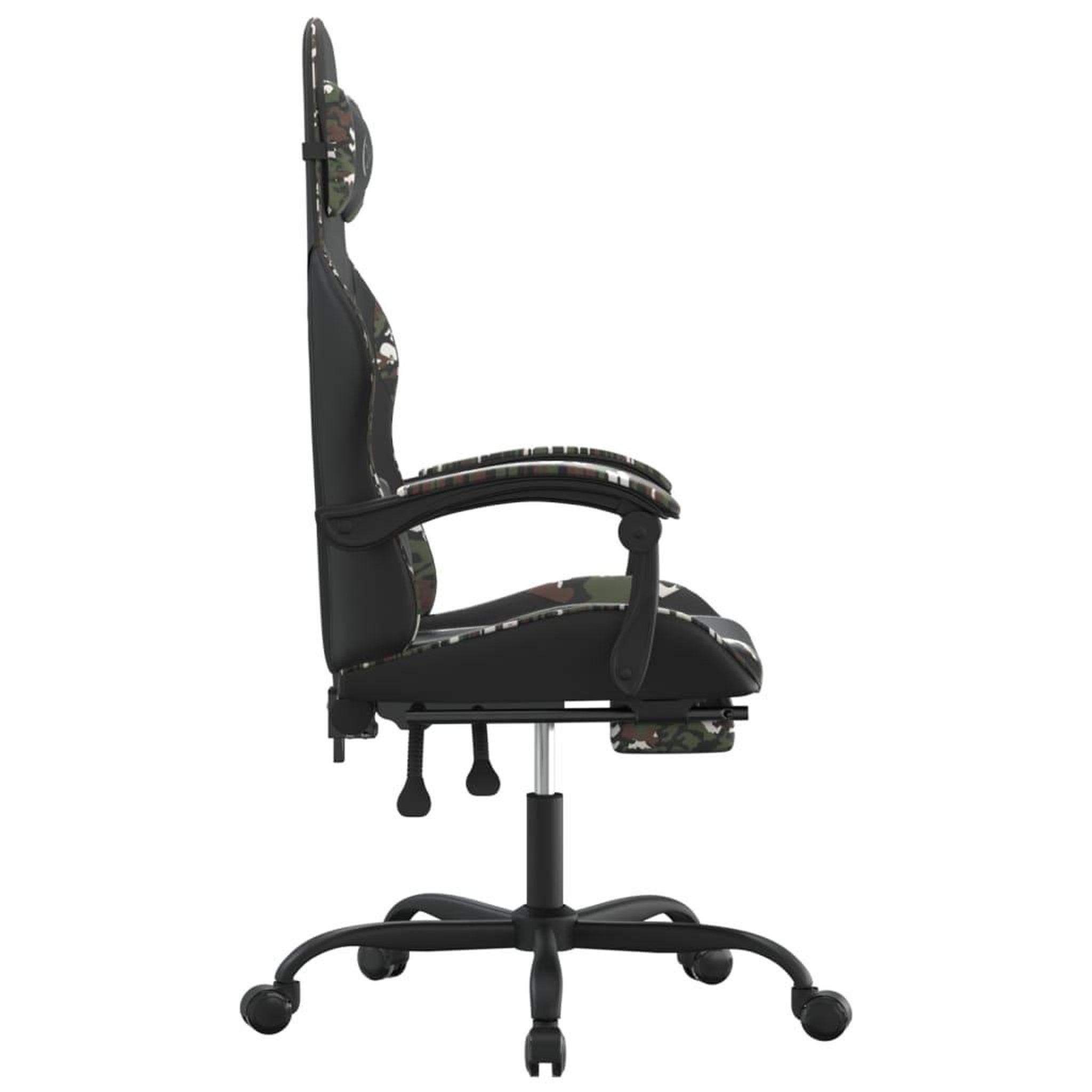 Voir la diapositive 4 : VIDAXL Chaise de jeu avec repose-pied Noir et camouflage Similicuir