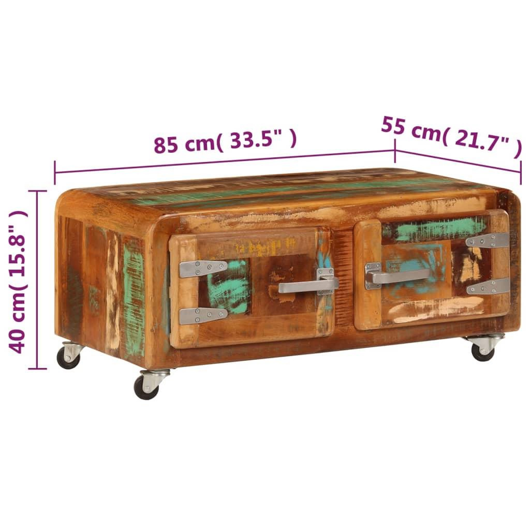 Voir la diapositive 6 : VIDAXL Table basse 85x55x40 cm bois de recuperation massif