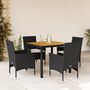 Voir la diapositive 1 : VIDAXL Ensemble a manger de jardin et coussins 5 pcs noir rotin acacia