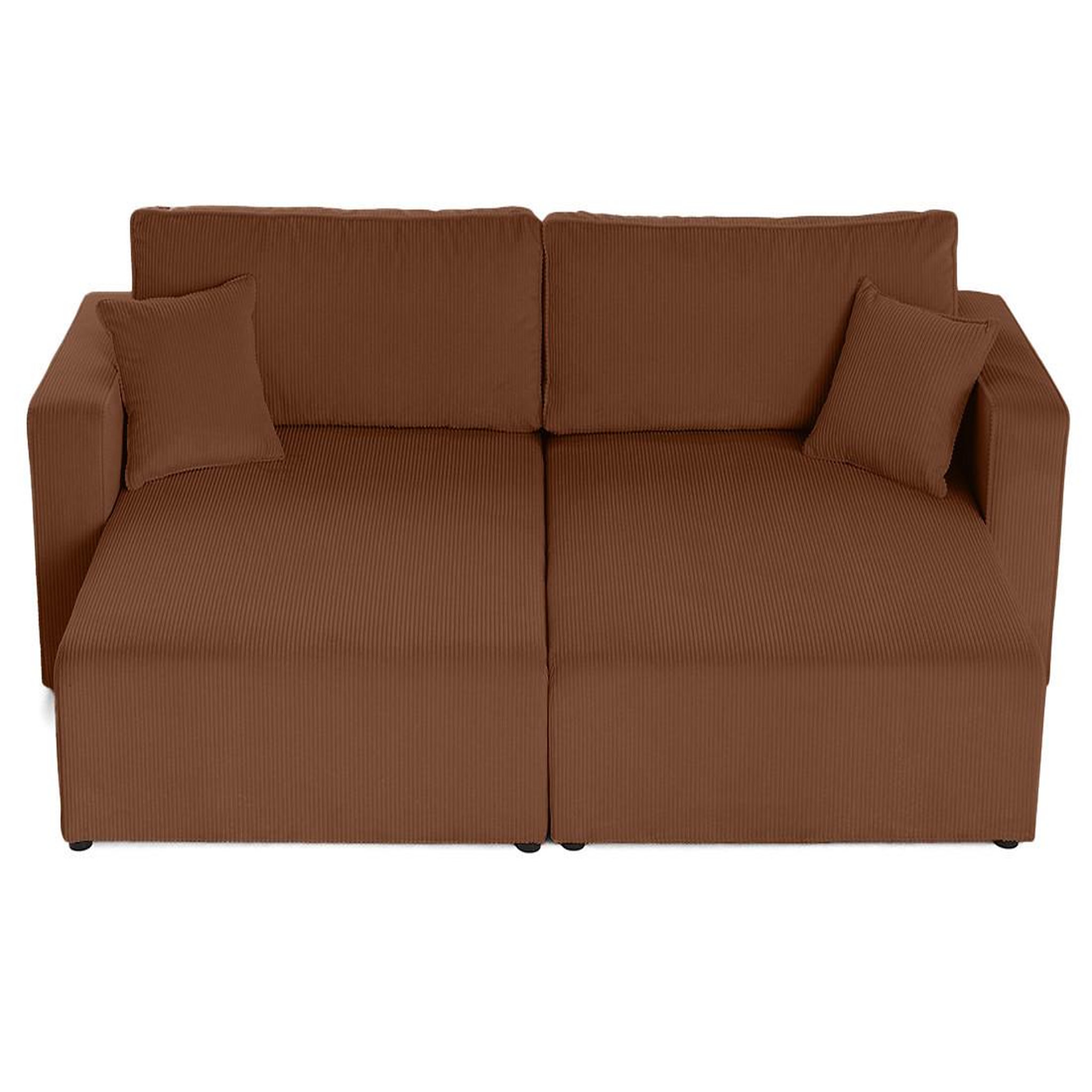 Voir la diapositive 3 : BEST MOBILIER Topaze - canapé droit 4 places avec double méridienne - assise profonde - en velours côtelé