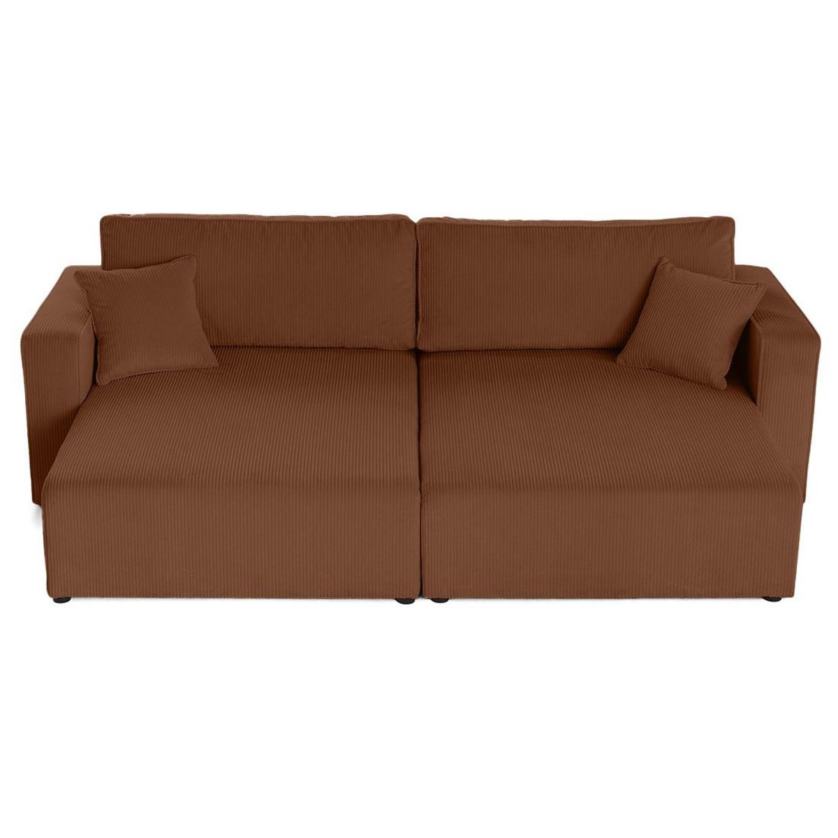 BEST MOBILIER Topaze - canapé droit 4 places avec double méridienne - assise profonde - en velours côtelé