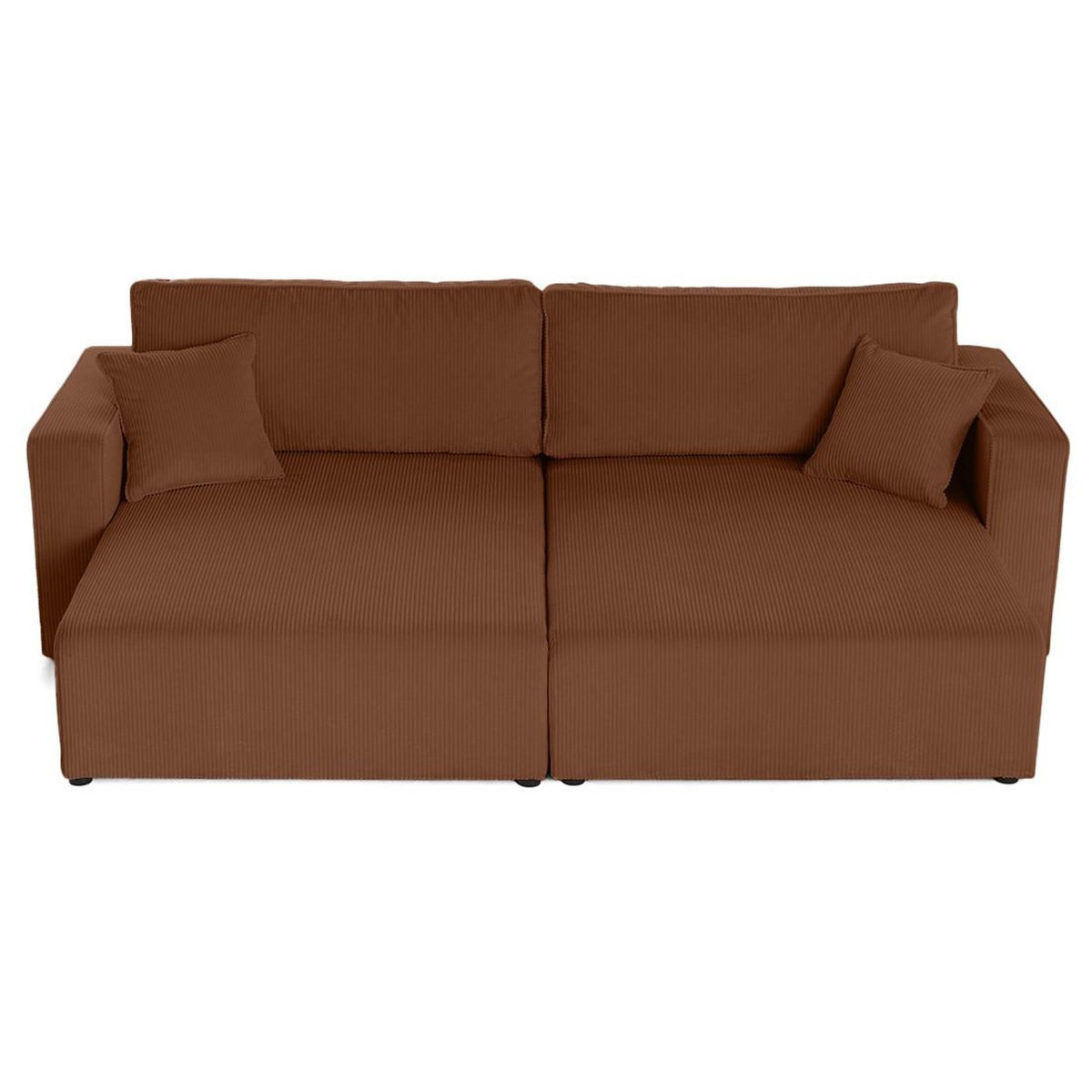 BEST MOBILIER Topaze - canapé droit 4 places avec double méridienne - assise profonde - en velours côtelé