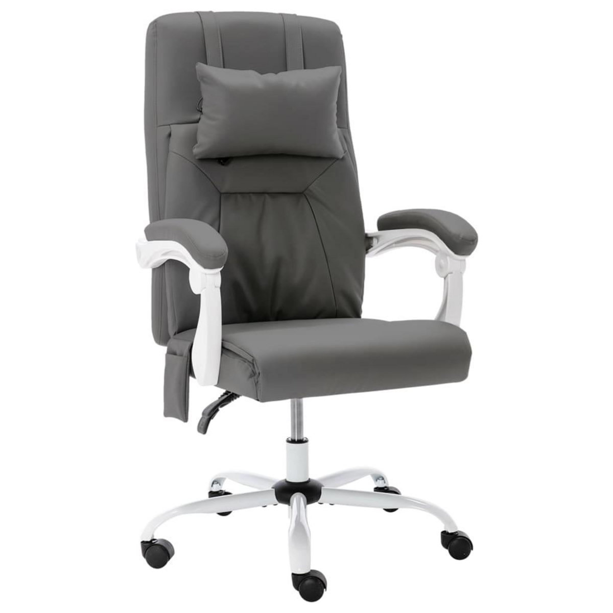 VIDAXL Chaise de bureau de massage Gris Similicuir
