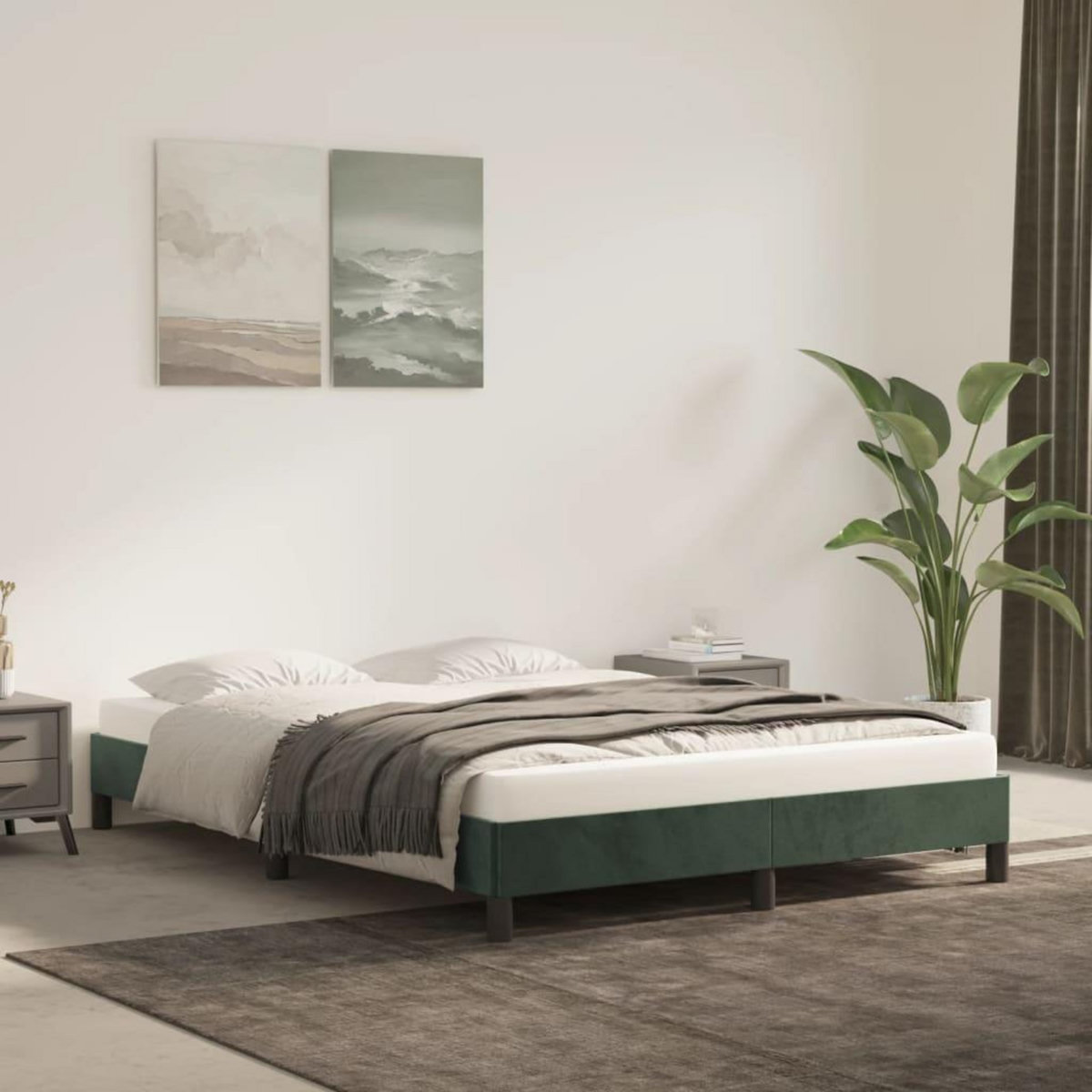 VIDAXL Cadre de lit sans matelas vert fonce 140x200 cm velours