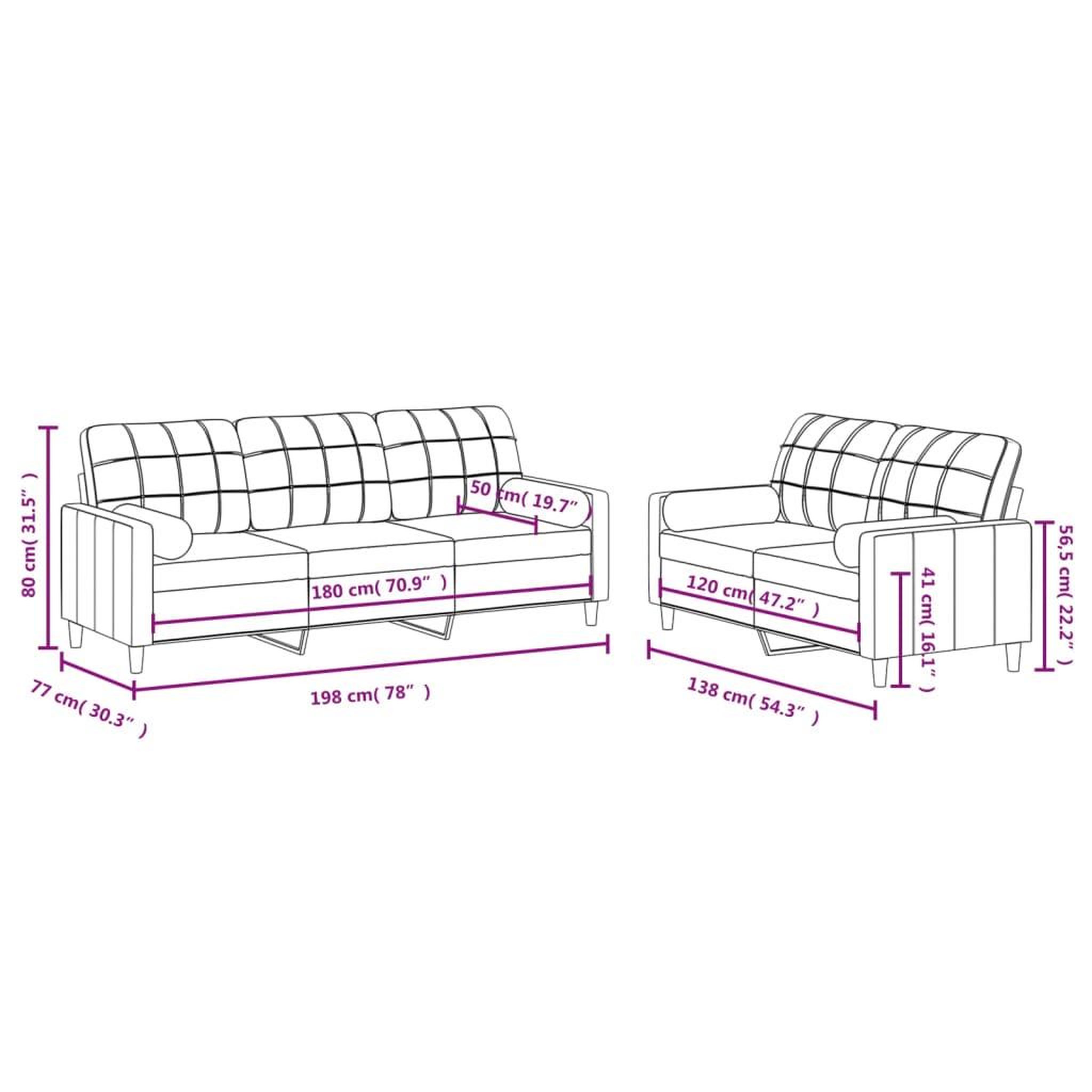 Voir la diapositive 6 : VIDAXL Ensemble de canapes 2 pcs coussins gris fonce tissu