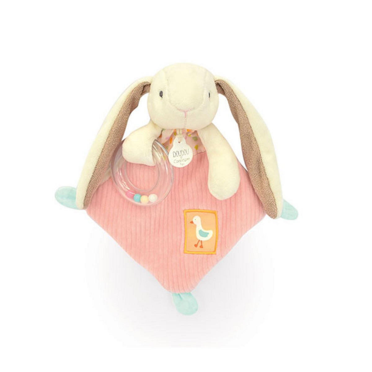 DOUDOU ET COMPAGNIE Doudou hochet Lapin Ciboulette - 21 cm
