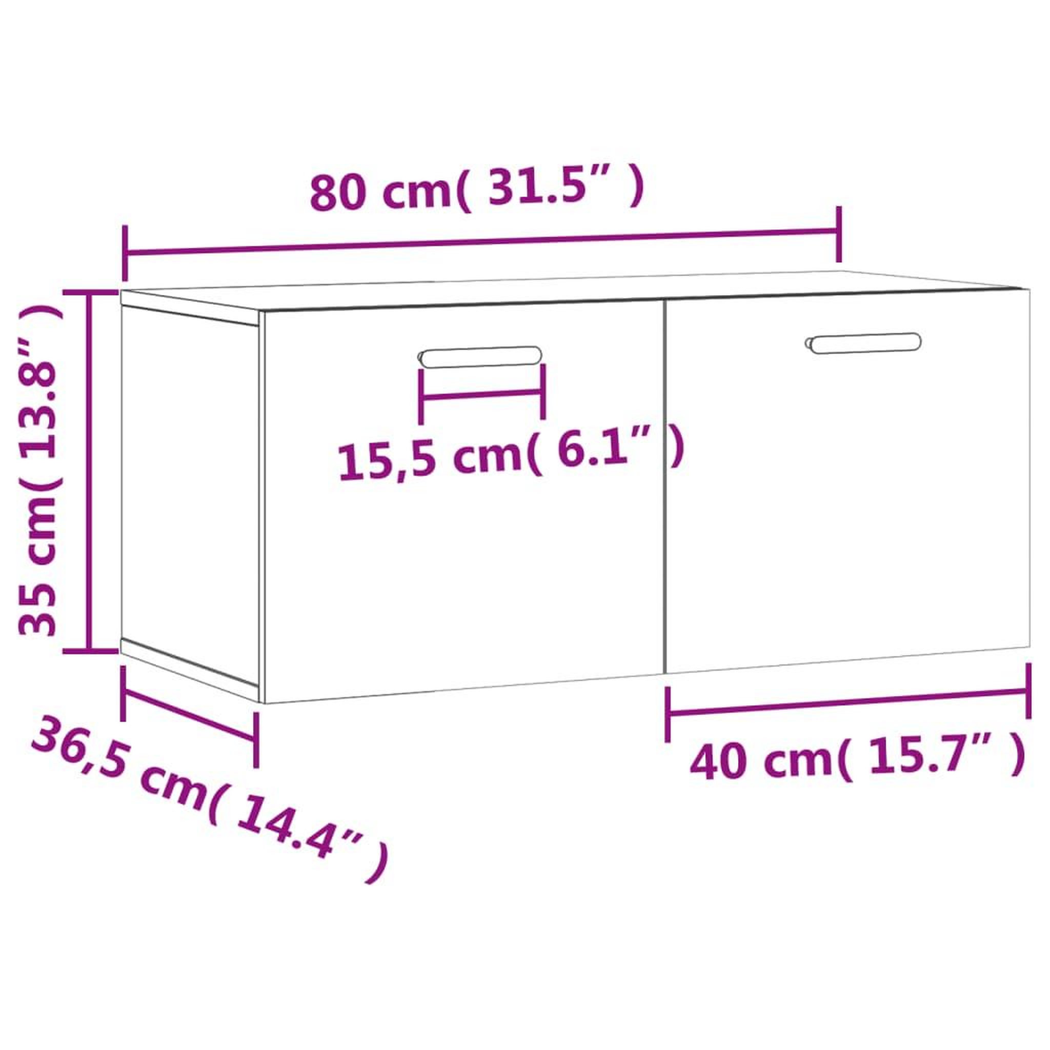 Voir la diapositive 6 : VIDAXL Armoire murale gris beton 80x36,5x35 cm bois d'ingenierie