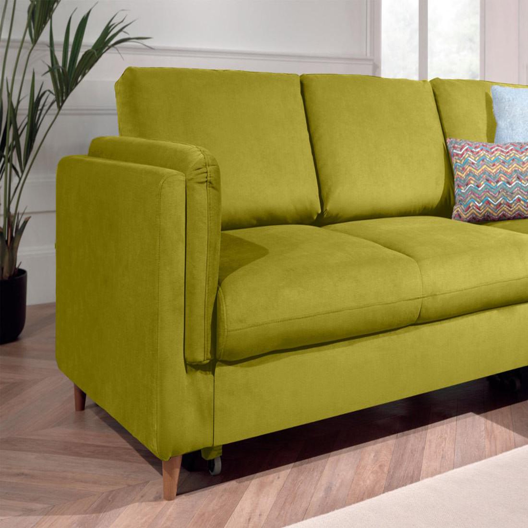 Voir la diapositive 4 : BEST MOBILIER Brooke - canapé d'angle droit - convertible - 5 places - en velours