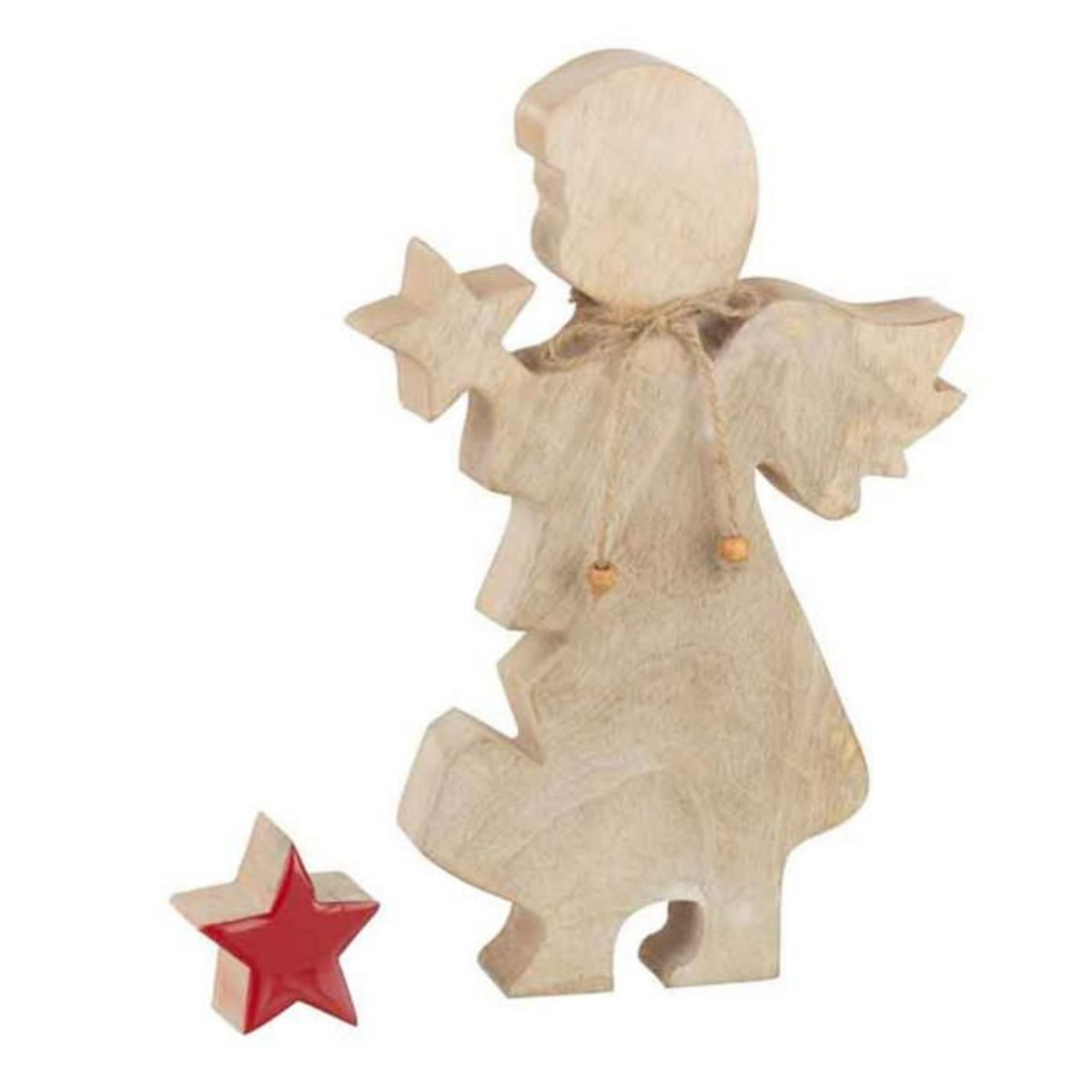 Paris Prix Statuette Déco en Bois  Ange Étoile  29cm Rouge