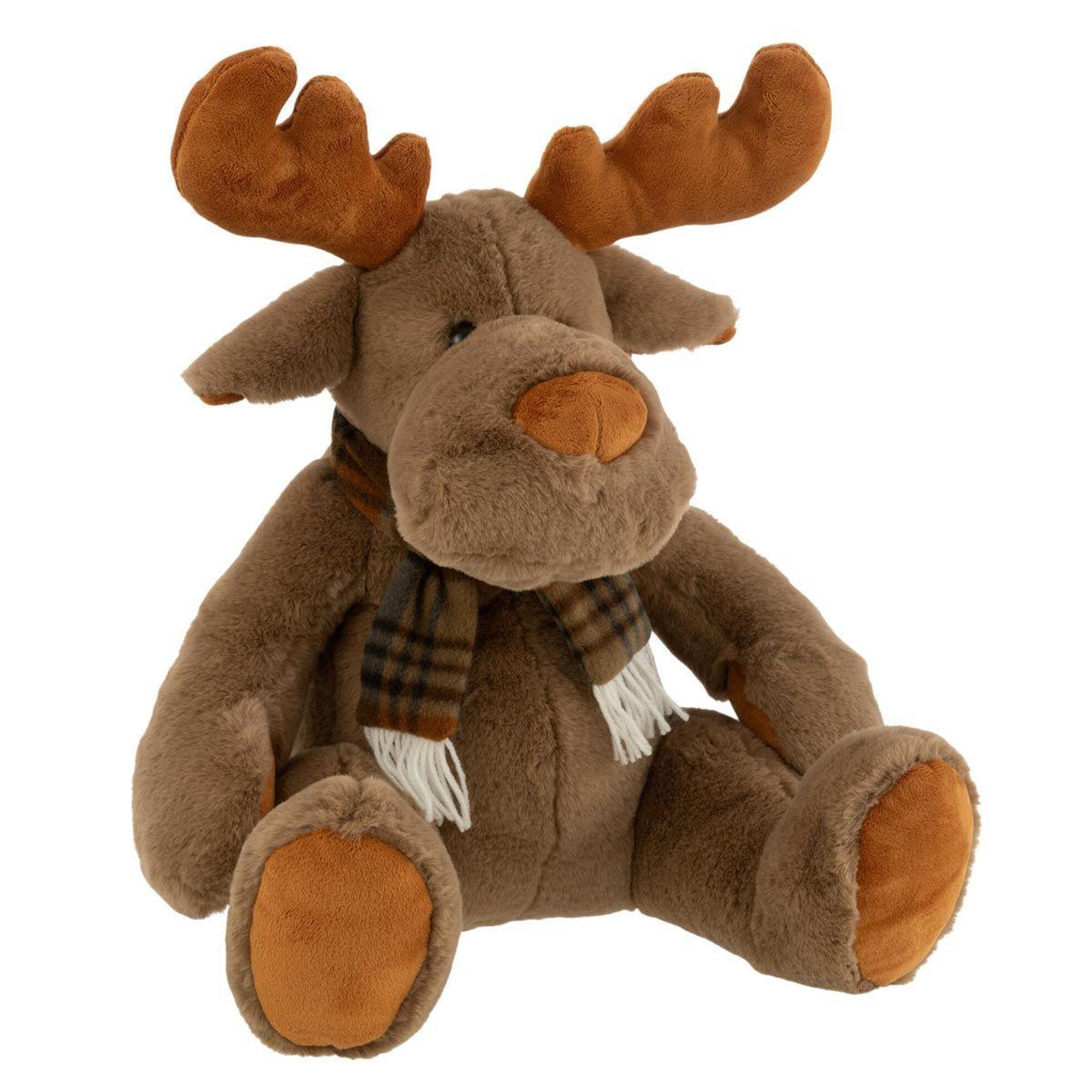 J-LINE Peluche enfant renne assis  prancer  32cm marron