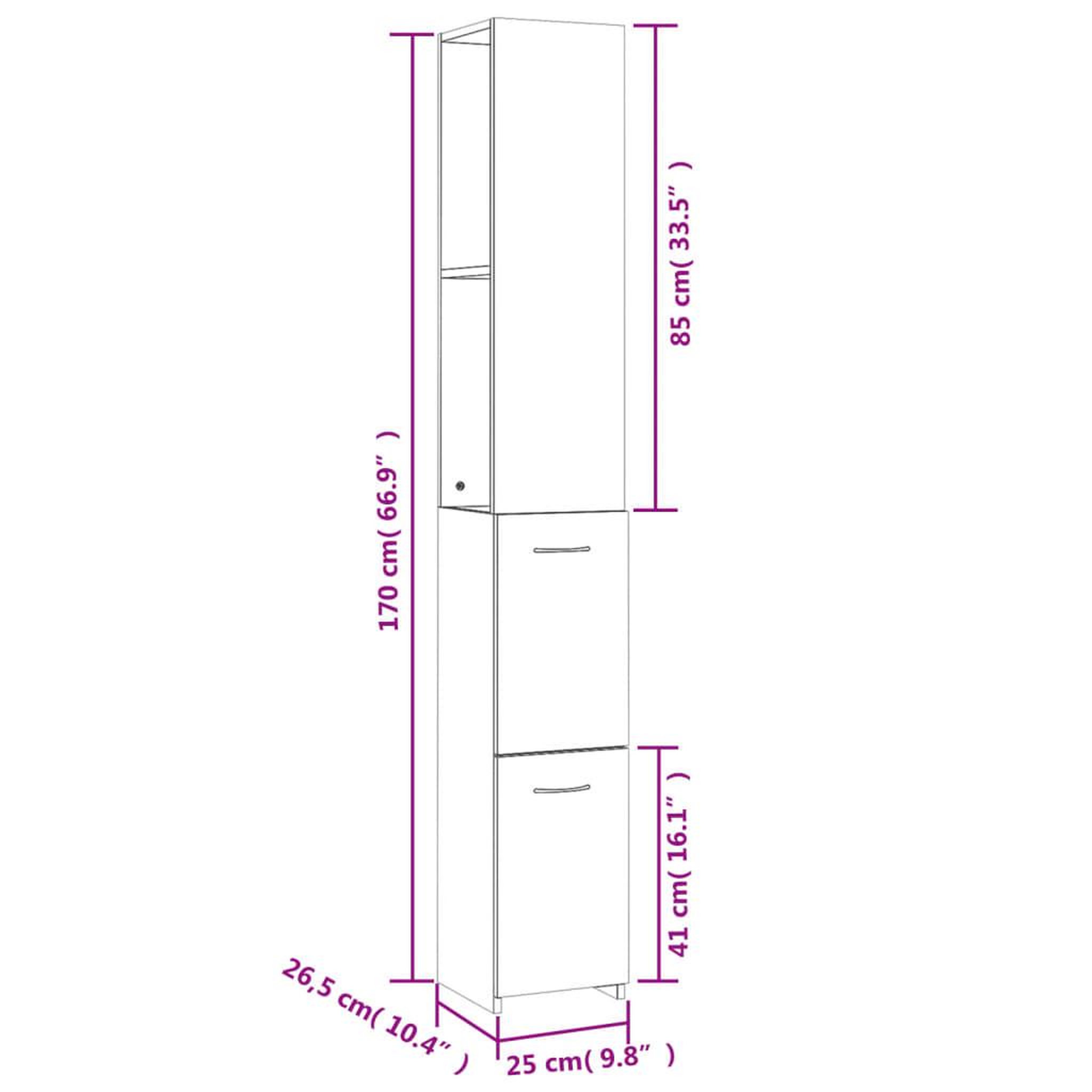 Voir la diapositive 6 : VIDAXL Armoire de bain chene marron 25x26,5x170 cm bois d'ingenierie