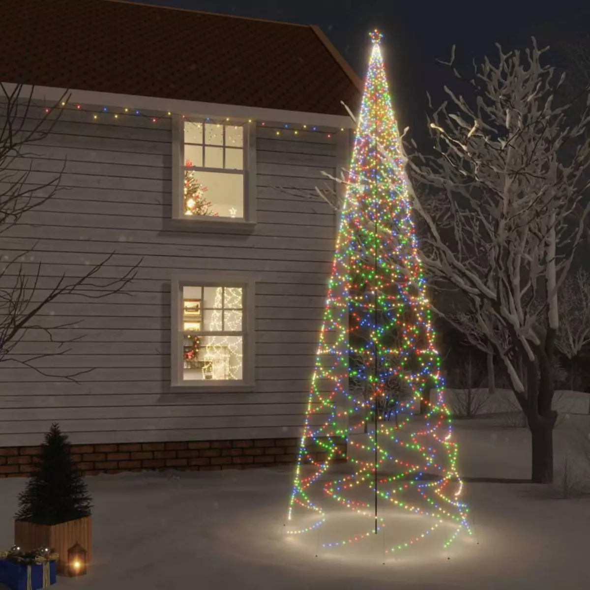 VIDAXL Sapin de Noël avec piquet 3000 LED Colorees 800 cm