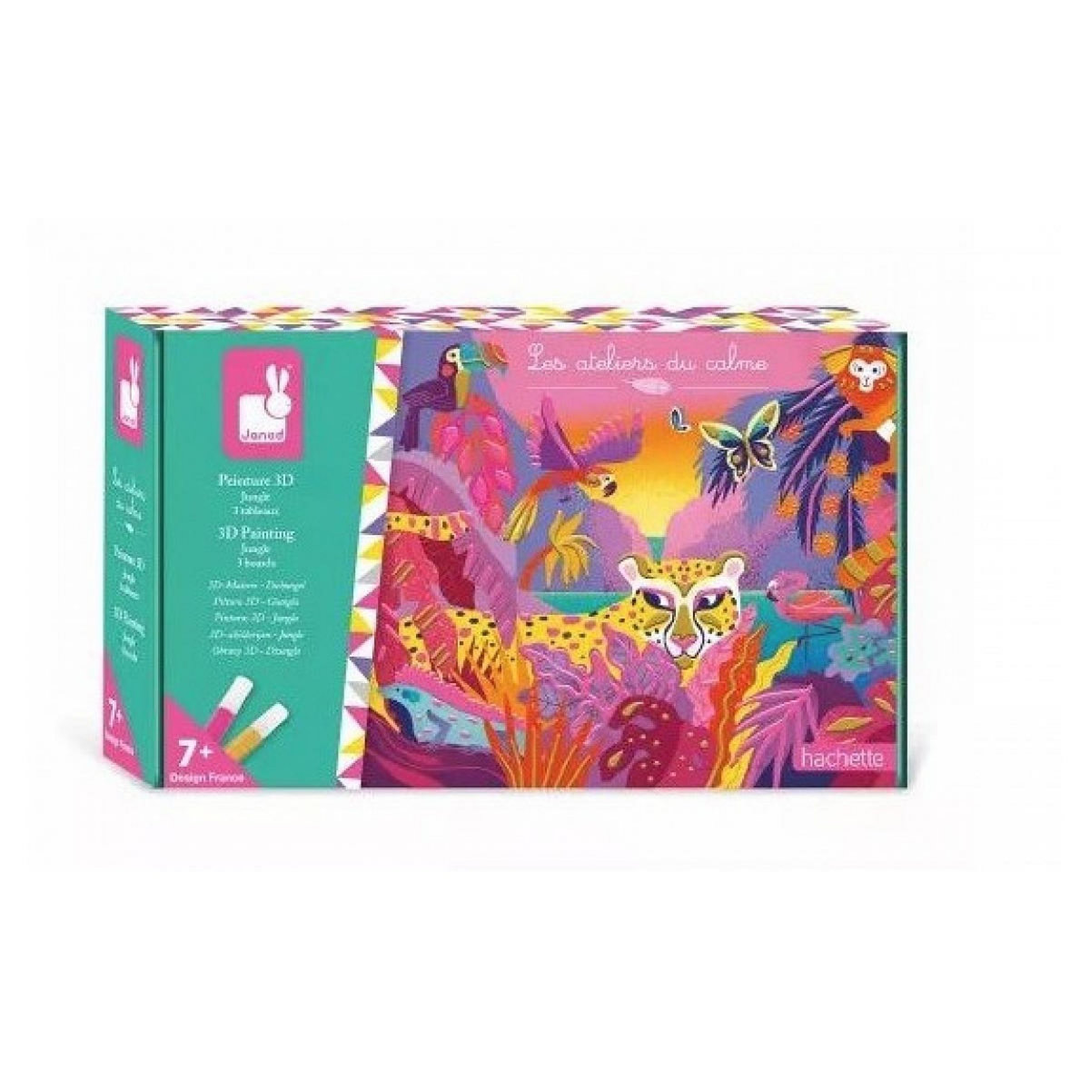 Juratoys-Janod Peinture 3D Jungle : Kit Créatif de Tableaux pour Enfants