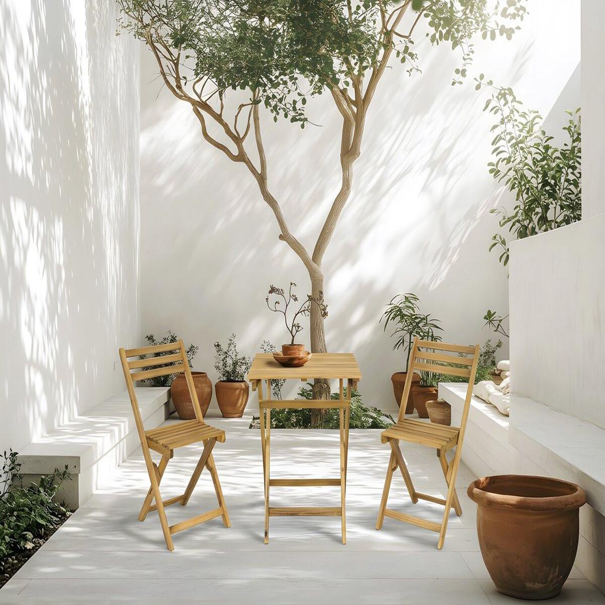 Voir la diapositive 2 : Habitat et Jardin Ensemble table et chaises de jardin  aldo  en bois - 2 places - marron