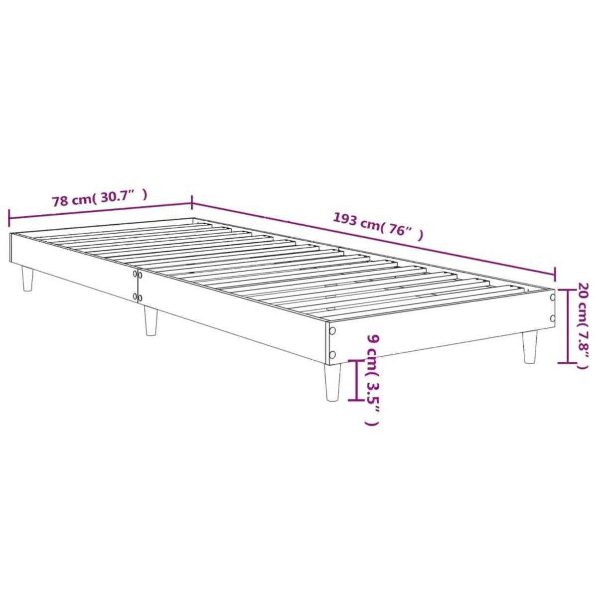VIDAXL Cadre de lit sans matelas chene marron 75x190cm bois ingenierie