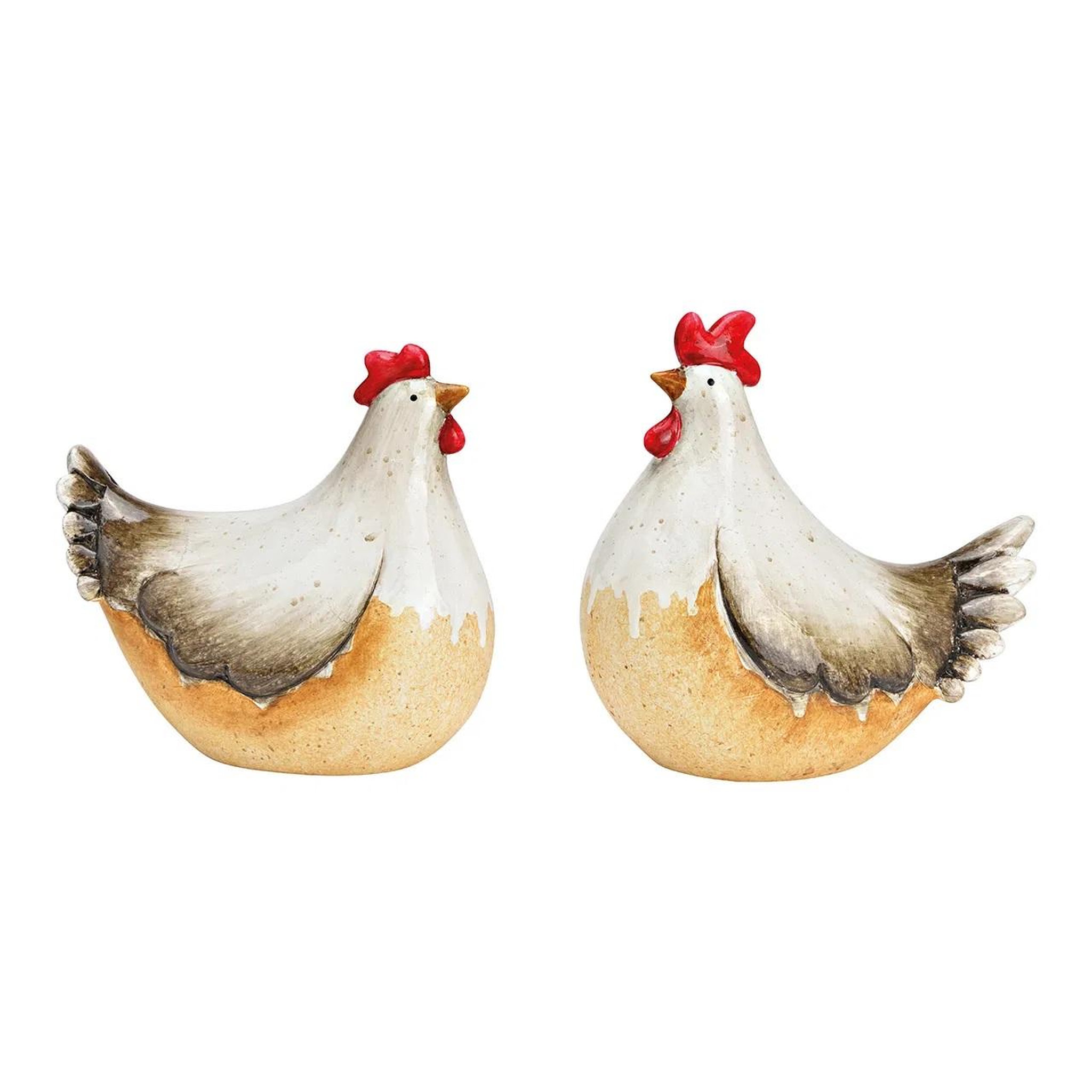 Eden Deux décoration de jardin coq & poule en céramique