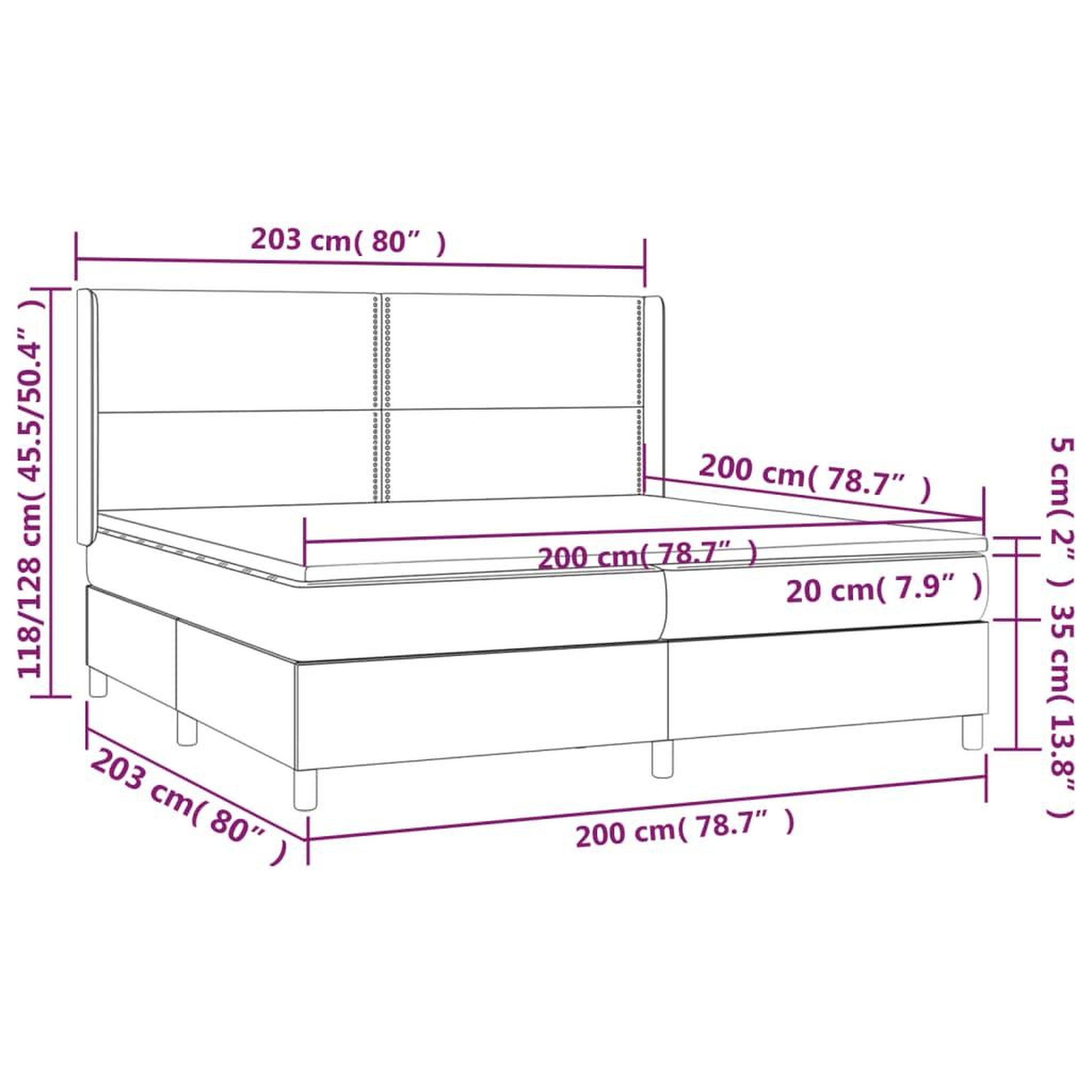 Voir la diapositive 6 : VIDAXL Sommier a lattes de lit avec matelas Taupe 200x200 cm Tissu