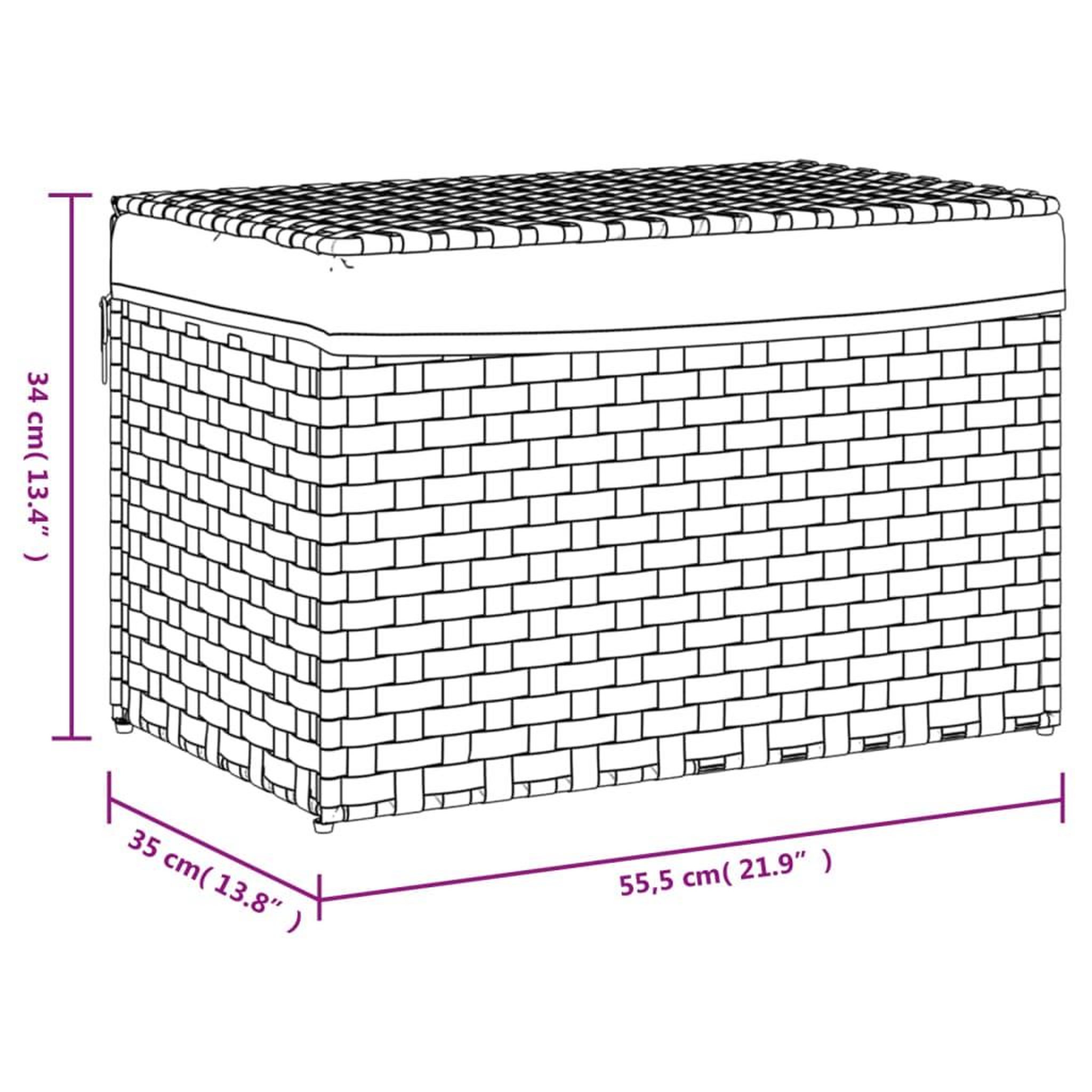Voir la diapositive 6 : VIDAXL Panier a linge avec couvercle gris 55,5x35x34 cm resine tressee