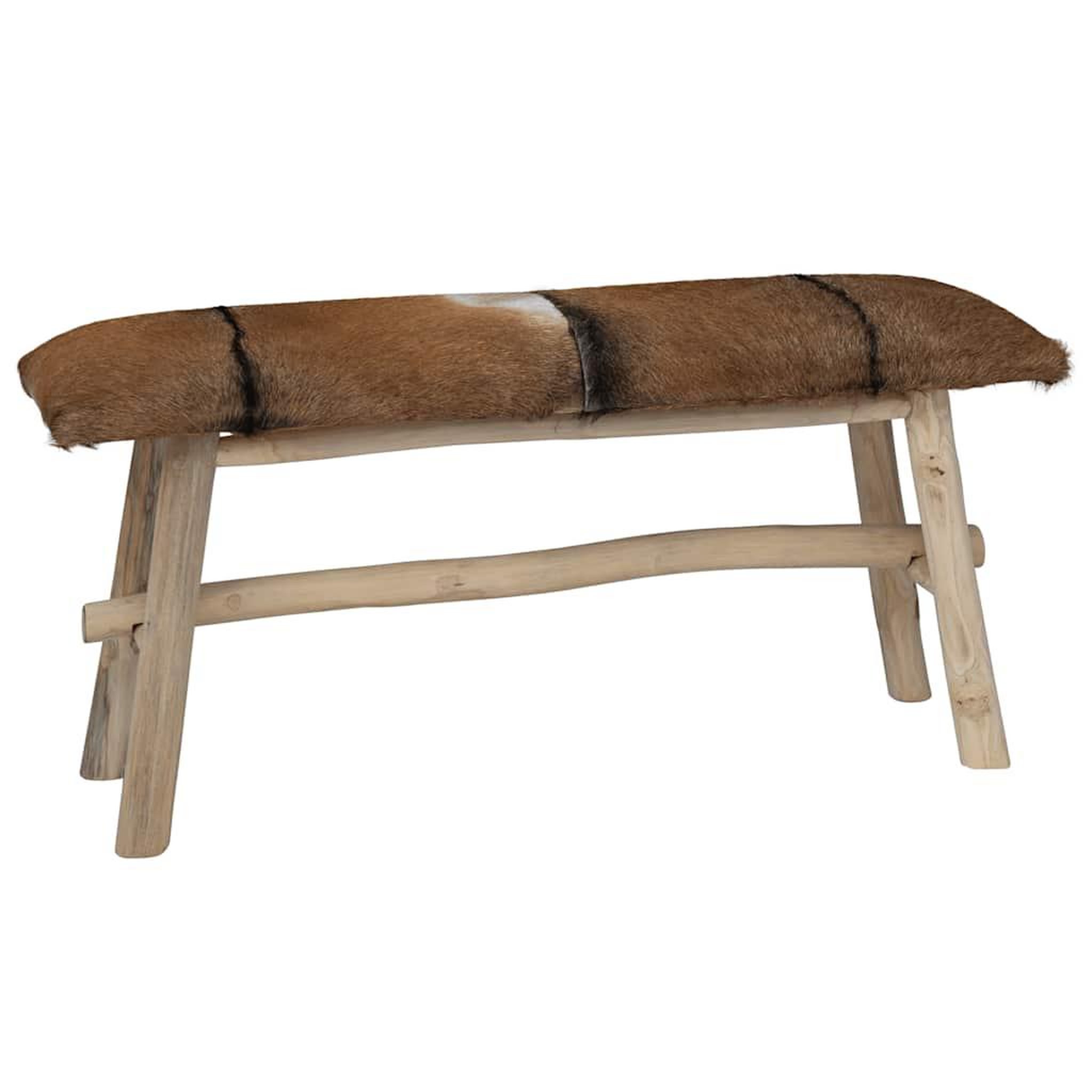 VIDAXL Banc cuir de chevre teck