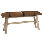 VIDAXL Banc cuir de chevre Teck