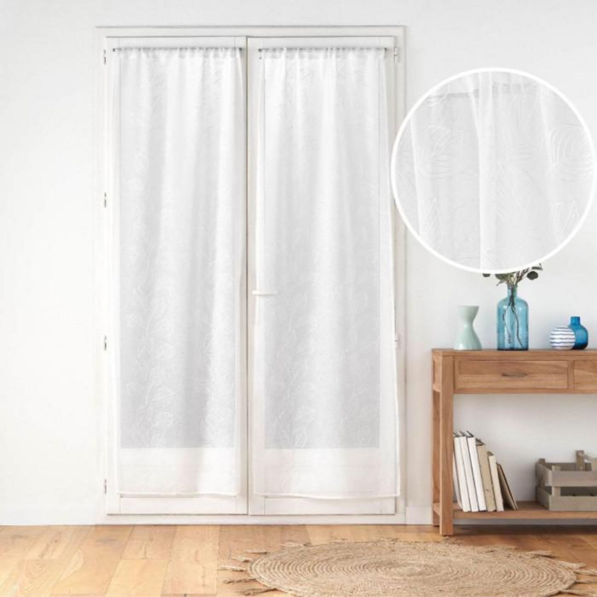 Paris Prix Paire de Voilages Passe-Tringle  Edenia  70x240cm Blanc