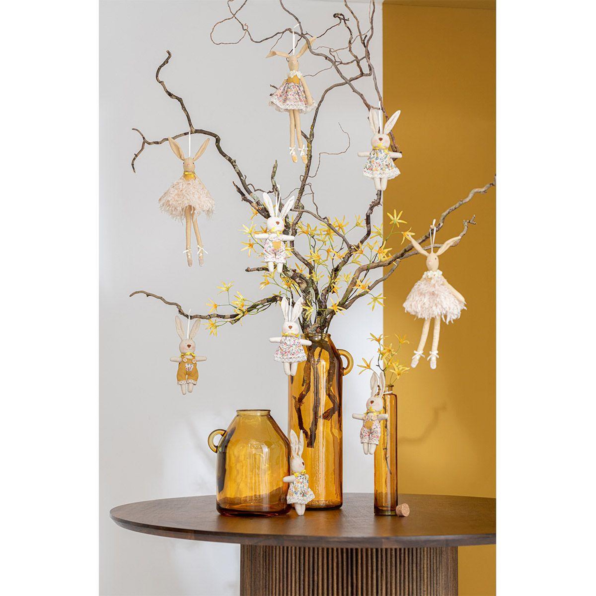 Voir la diapositive 4 : J-LINE Vase anse en verre  bouteille  45cm ocre