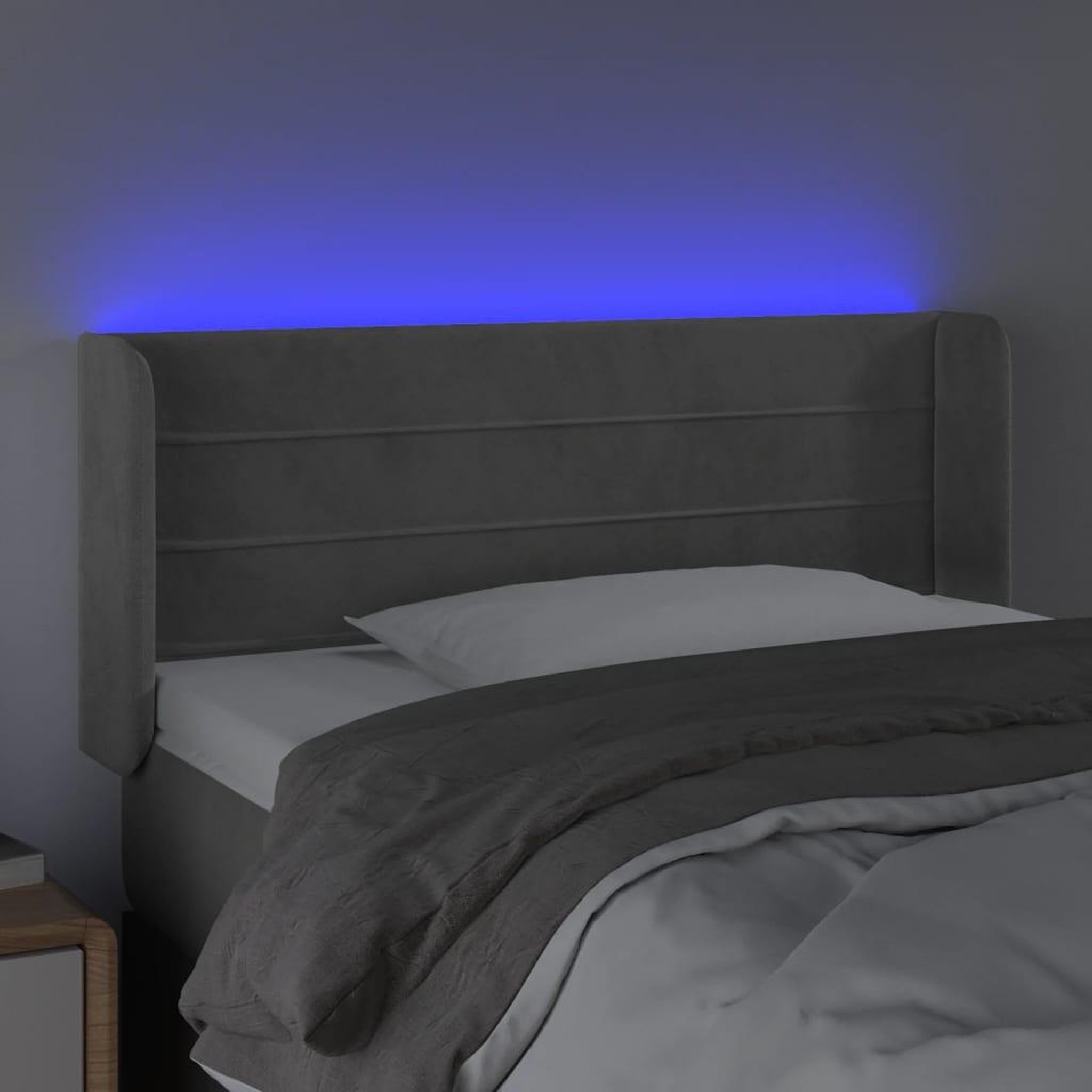 Voir la diapositive 4 : VIDAXL Tete de lit a LED Gris clair 83x16x78/88 cm Velours