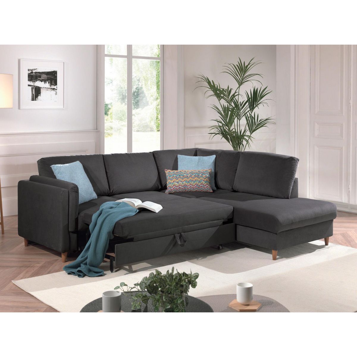 LISA DESIGN Brooke - canapé d'angle droit - convertible - 5 places - en velours