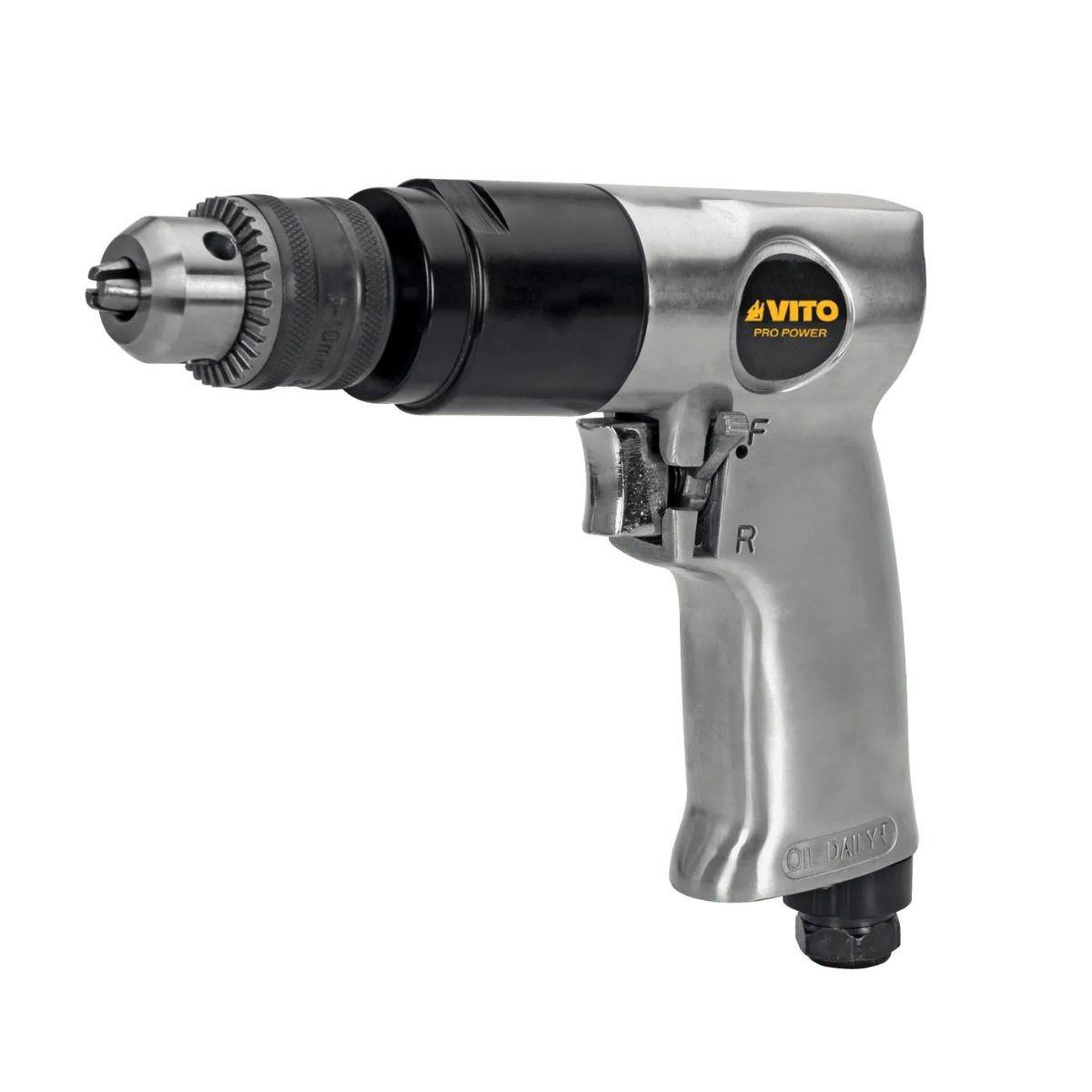 VITO Perceuse pneumatique à air comprimé foret ø10 mm max - 6.2 bar entraînement 3/8  conso :142 l/min vitesse 1800 tr/min vito