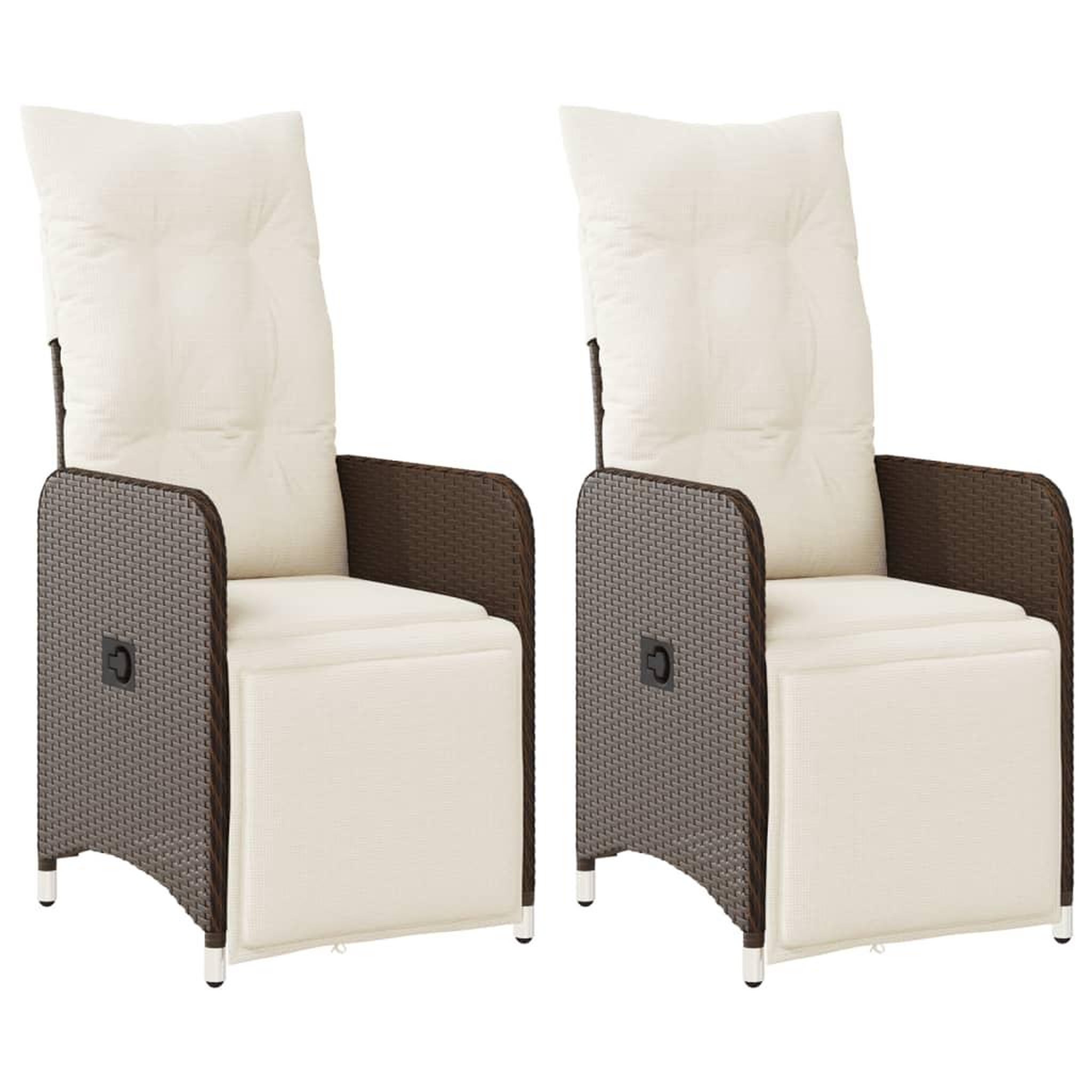 Voir la diapositive 2 : VIDAXL Chaises inclinables de jardin lot de 2 et coussins marron rotin