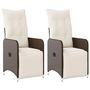 Voir la diapositive 2 : VIDAXL Chaises inclinables de jardin lot de 2 et coussins marron rotin