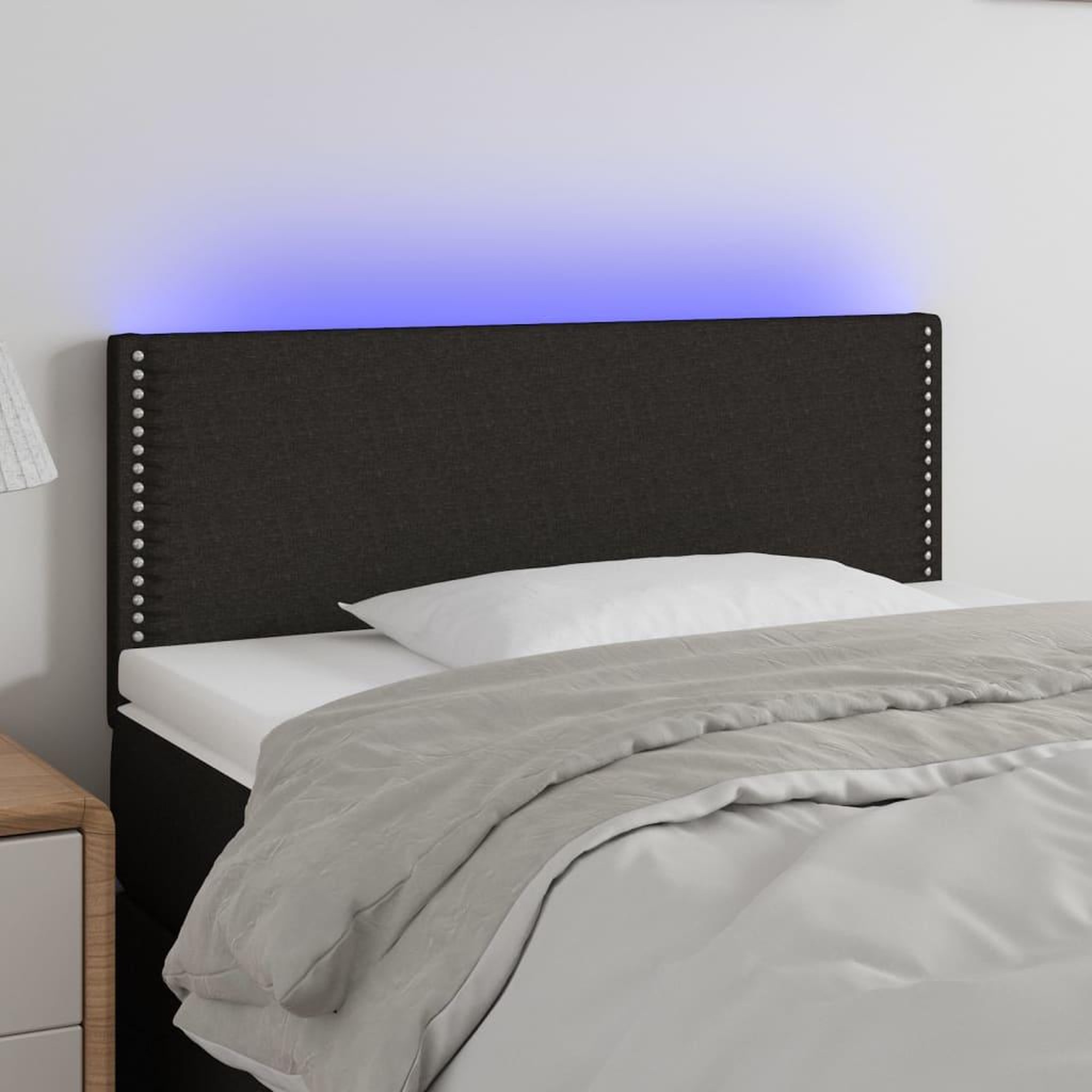 Voir la diapositive 1 : VIDAXL Tete de lit a LED Noir 80x5x78/88 cm Tissu