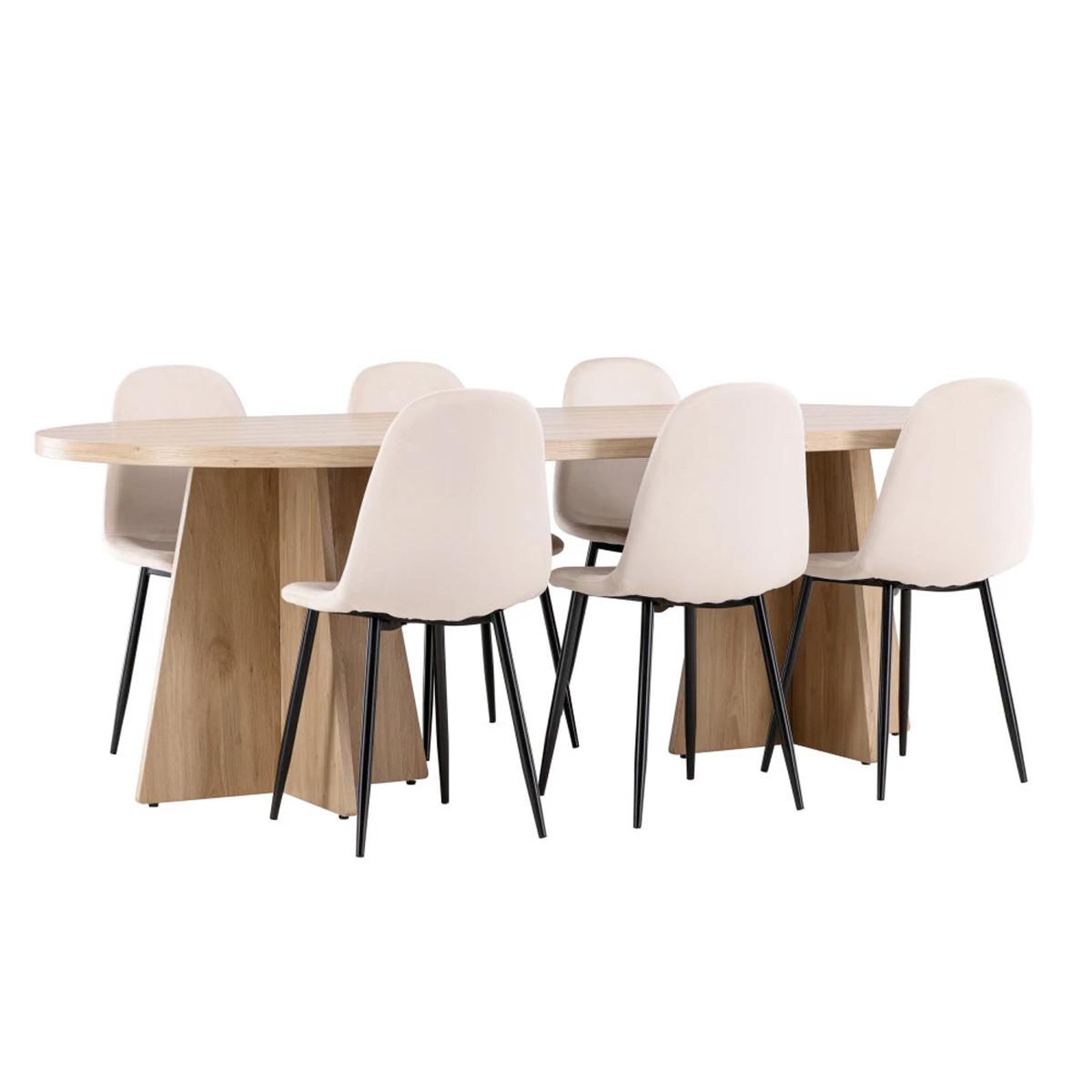 Paris Prix Ensemble table à manger & 6 chaises  bootcut & polar  230cm naturel & beige