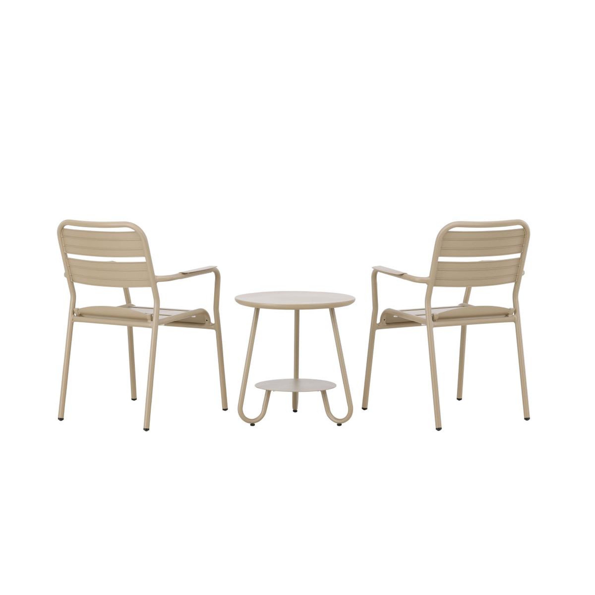 Voir la diapositive 3 : Paris Prix Ensemble table d'appoint de jardin & 2 chaises  faro  55cm beige